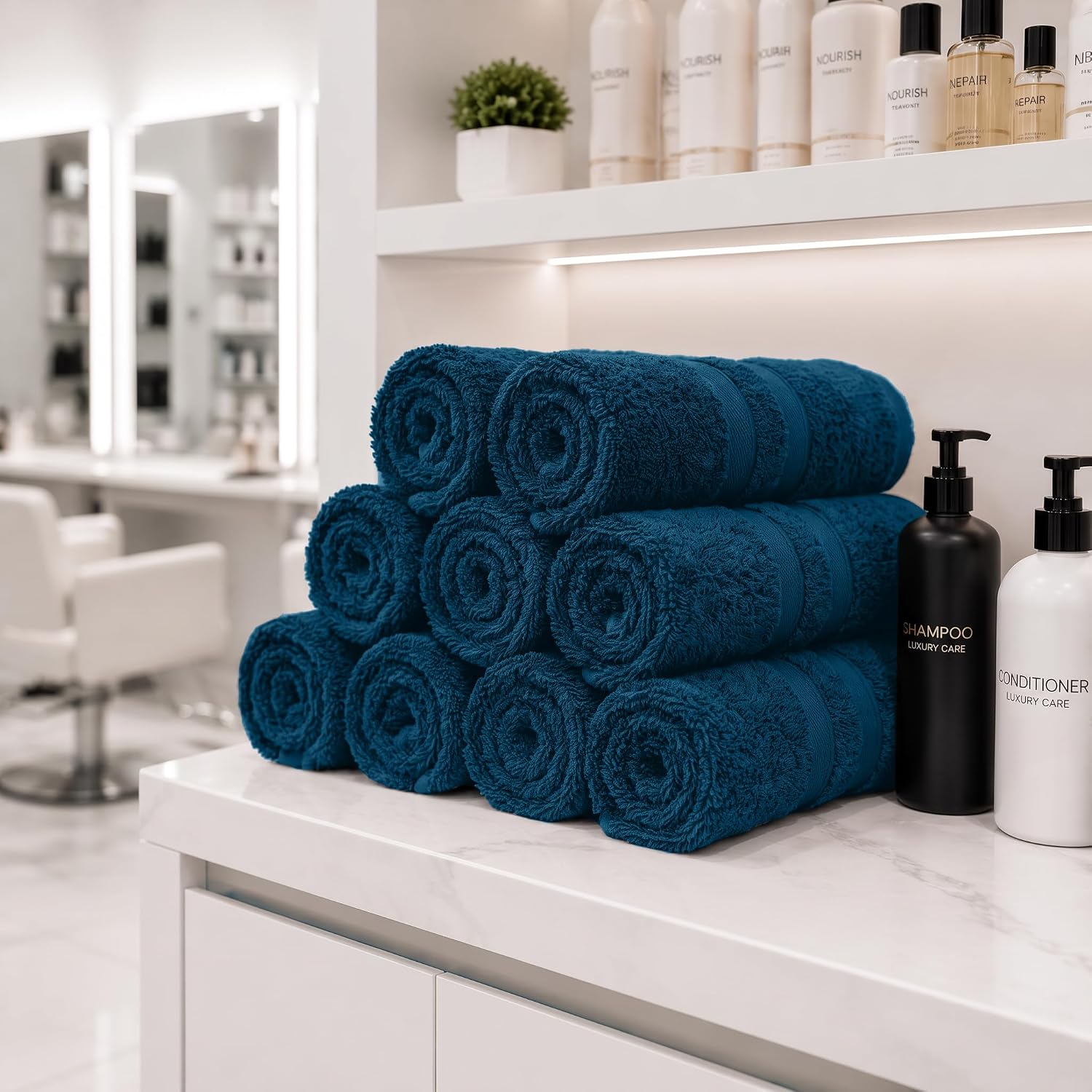 DAN RIVER 100% Cotton Salon Towels Set – 16x26 inches, Pack of 24, Highly Absorbent and Quick-Dry Towels for Hand, Salon, Spa, Beauty