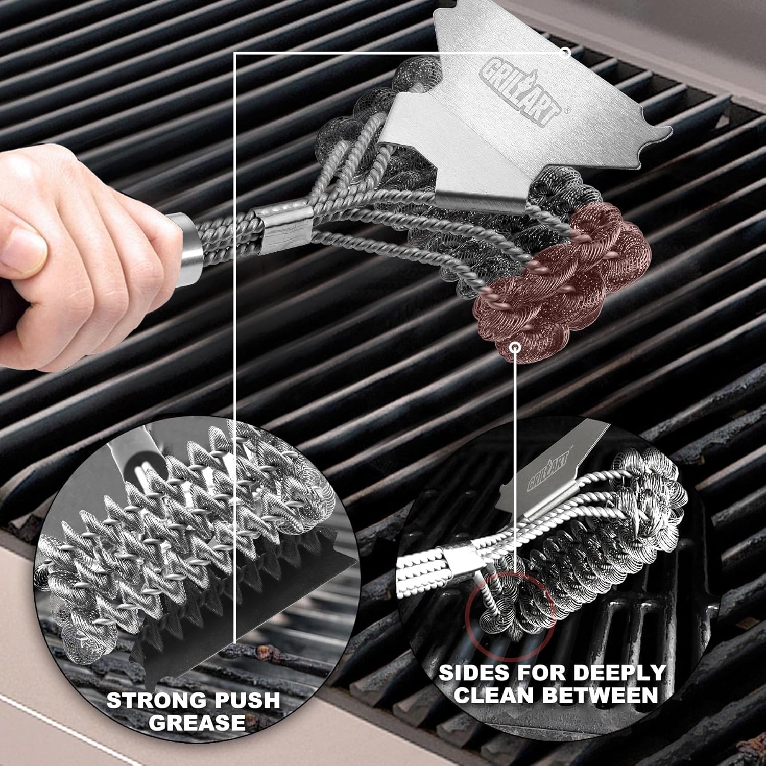 Grill Brush and Scraper Bristle Free – Safe BBQ Brush for Grill – 18'' Stainless Grill Grate Cleaner - Safe Grill Accessories for