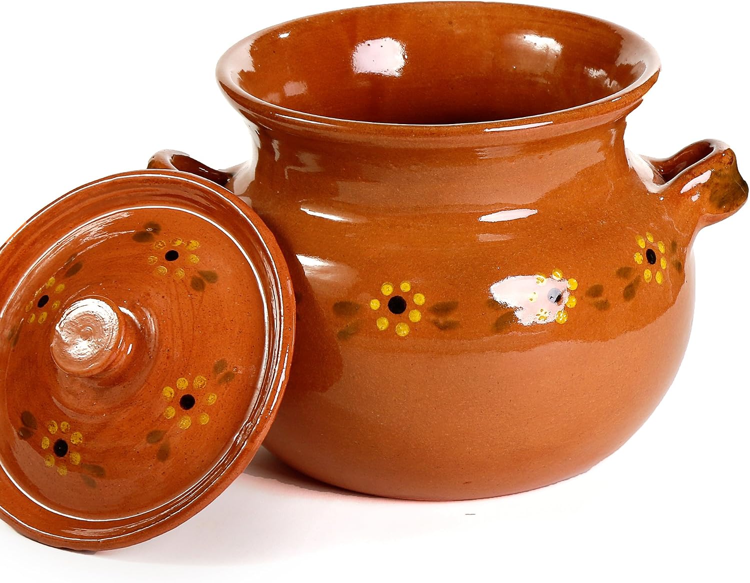 Ancient Cookware, Traditional Mexican Clay Bean Olla Pot, Terracotta, 3 Quarts