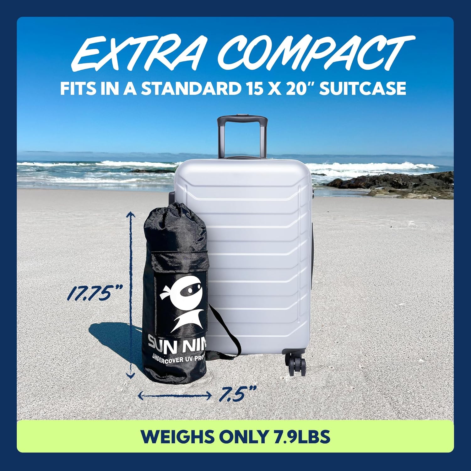 SUN NINJA Beach Tent Sun Shelter, Beach Shade Canopy with UPF50+ Protection