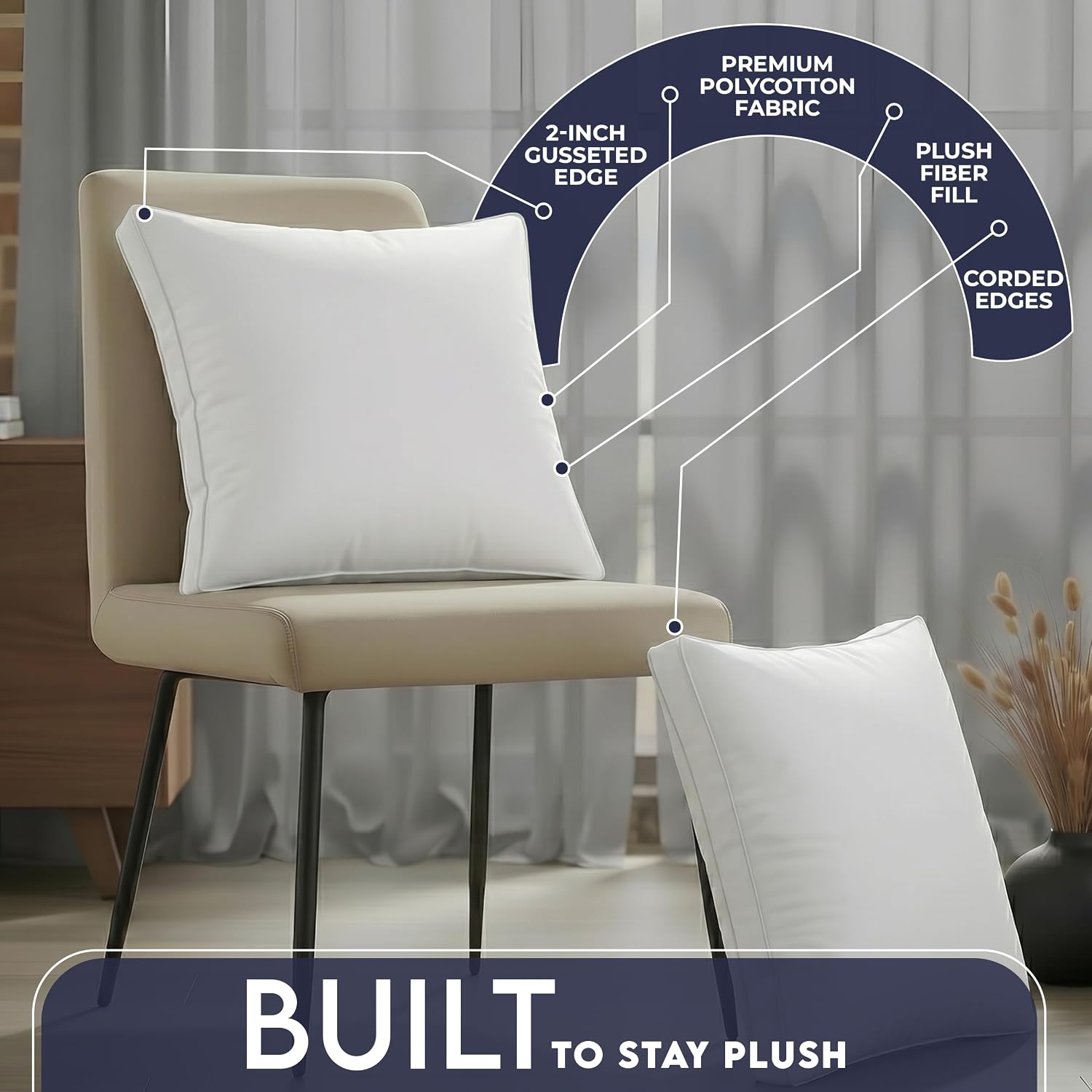 Utopia Bedding Gusset Bed Pillow, Hotel Pillows King Size Set of 2, White