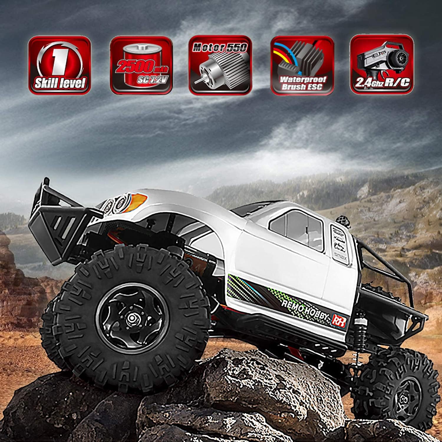 Cheerwing 1:10 Scale Rock Crawler 4WD Off-Road Remote Control Truck | 2.4Ghz, Brushed Motor, Waterproof ESC, 20-25km/h Speed, .2V 2500mAh