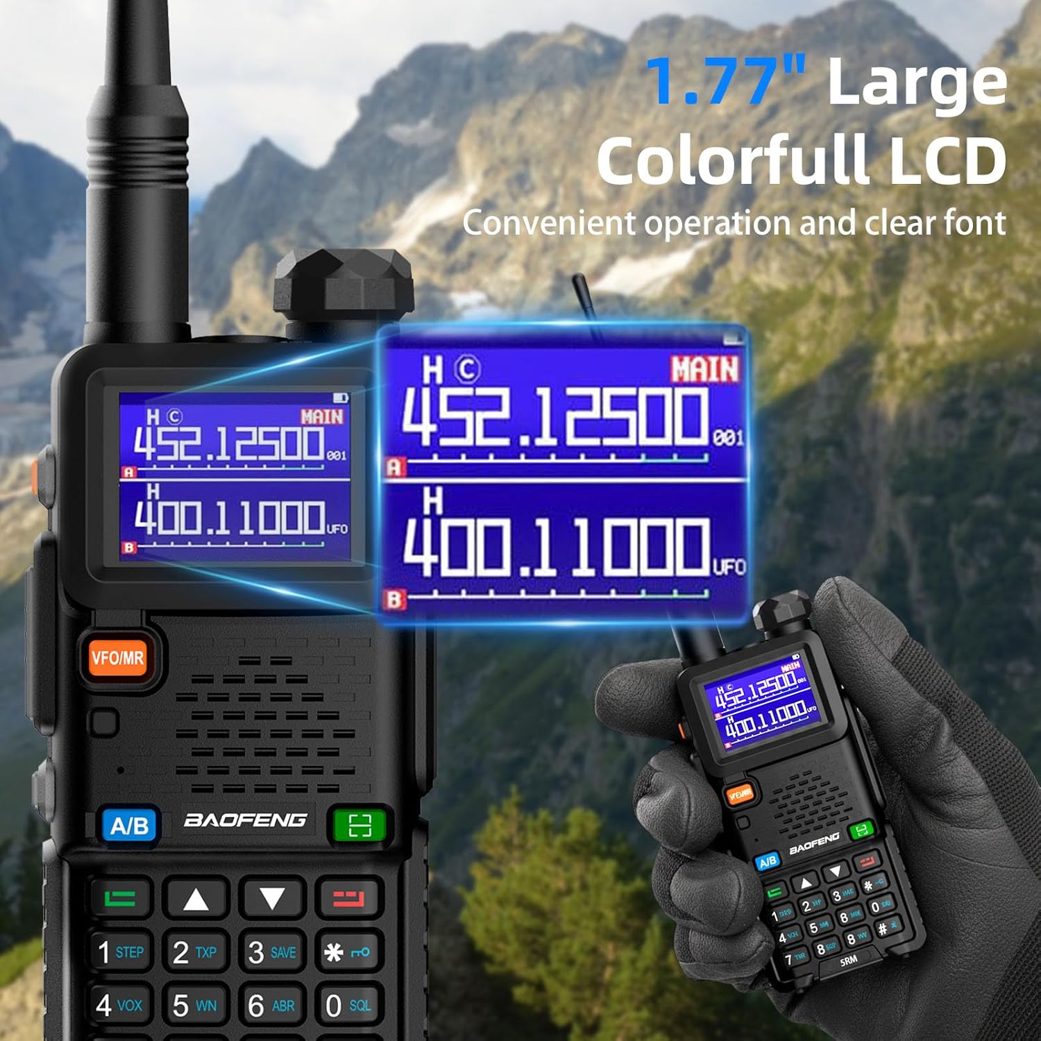 Baofeng Radio UV-5RM Ham Radio Handheld UV5R Walkie Talkies Long Range | with NOAA Weather | Rechargeable |Programming Cable & Earpiece | 999