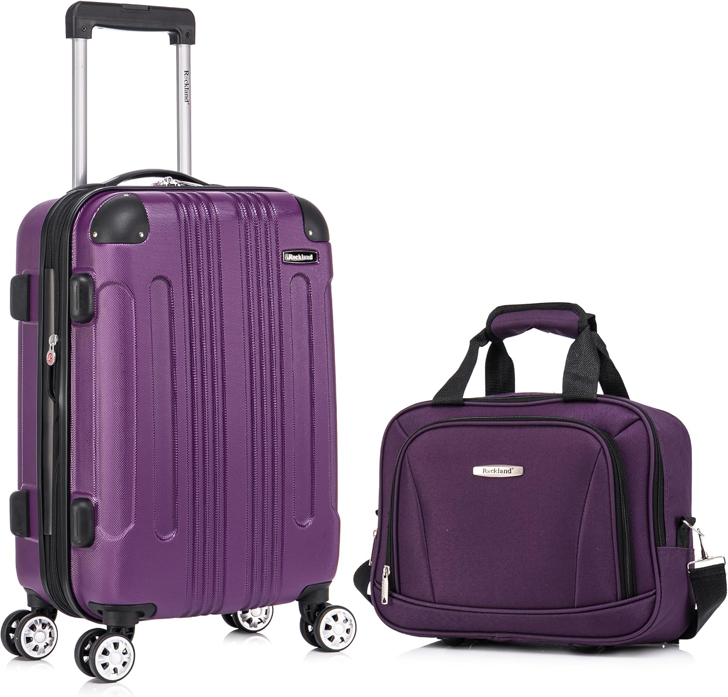 Rockland London Hardside Spinner Wheel Luggage, White, 3-Piece Set (20/24/28)