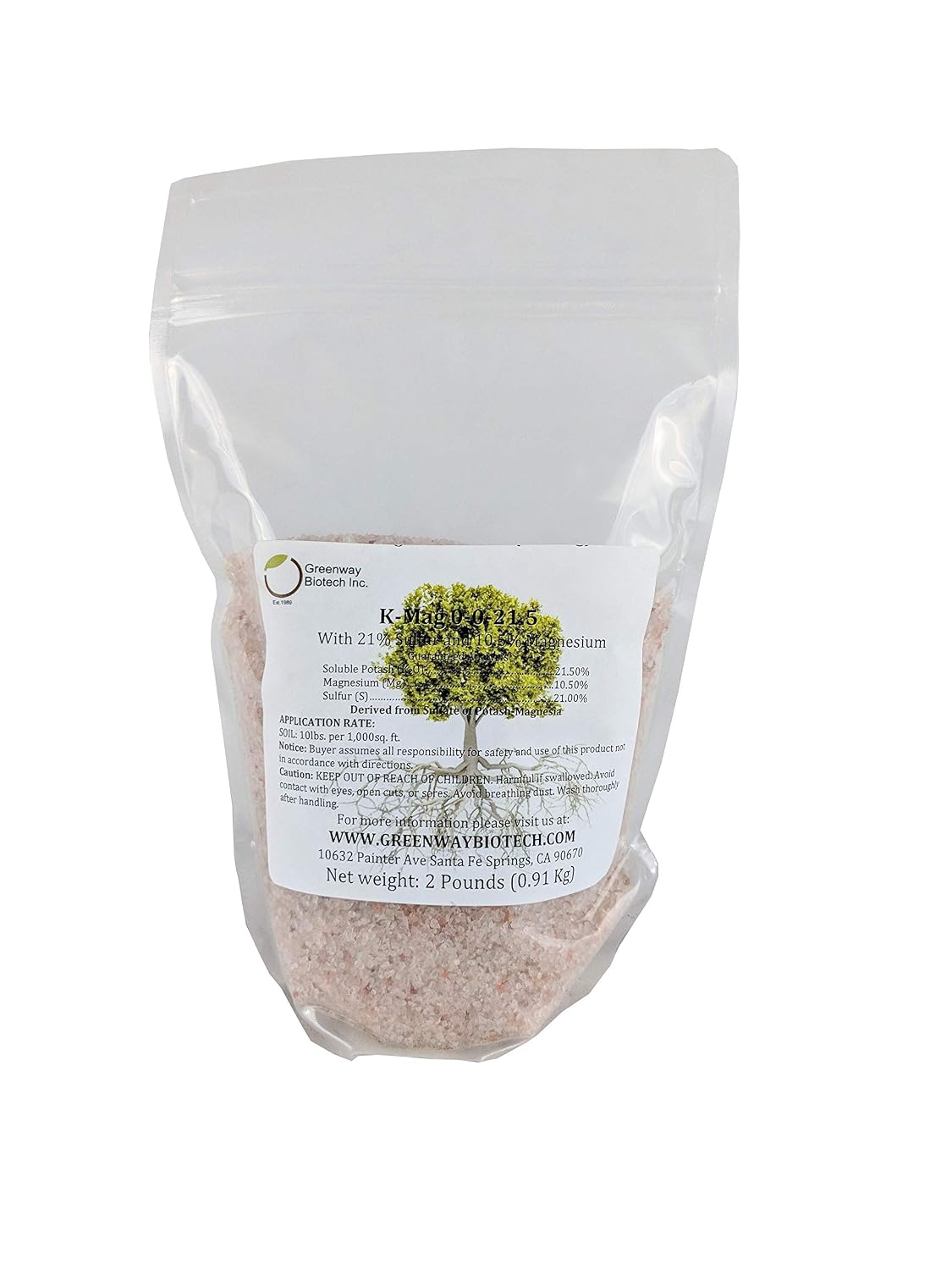 Greenway Biotech, Inc. Sul-Po-Mag 0-0-21.5 Sulfate of Potash Magnesia (K-Mag) 5 Pounds