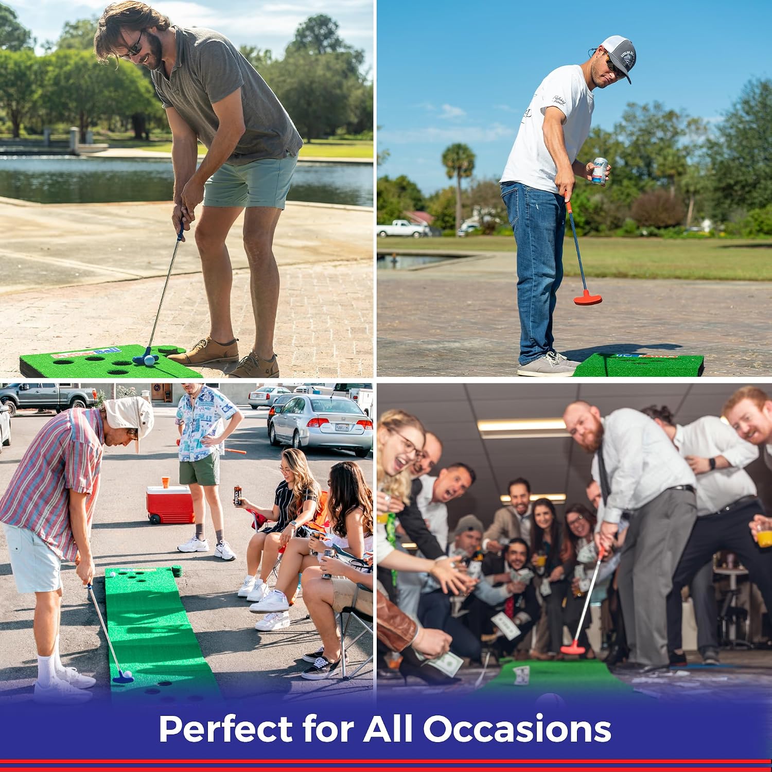 PutterBall Golf Accessories Set – Includes 2 Premium Putters & 2 Balls – Replacement Set for PutterBall Pong Game – Indoor Outdoor Putting