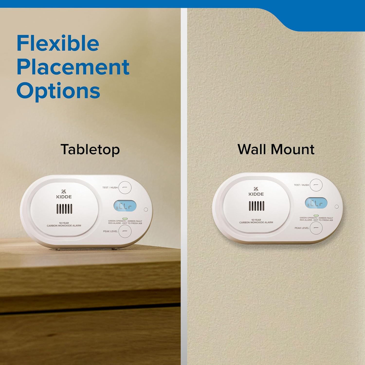 Kidde Carbon Monoxide Detector, 10-Year Battery Powered, Digital Display, LED Status Indicators, 85 dB Alarm, 3rd Edition