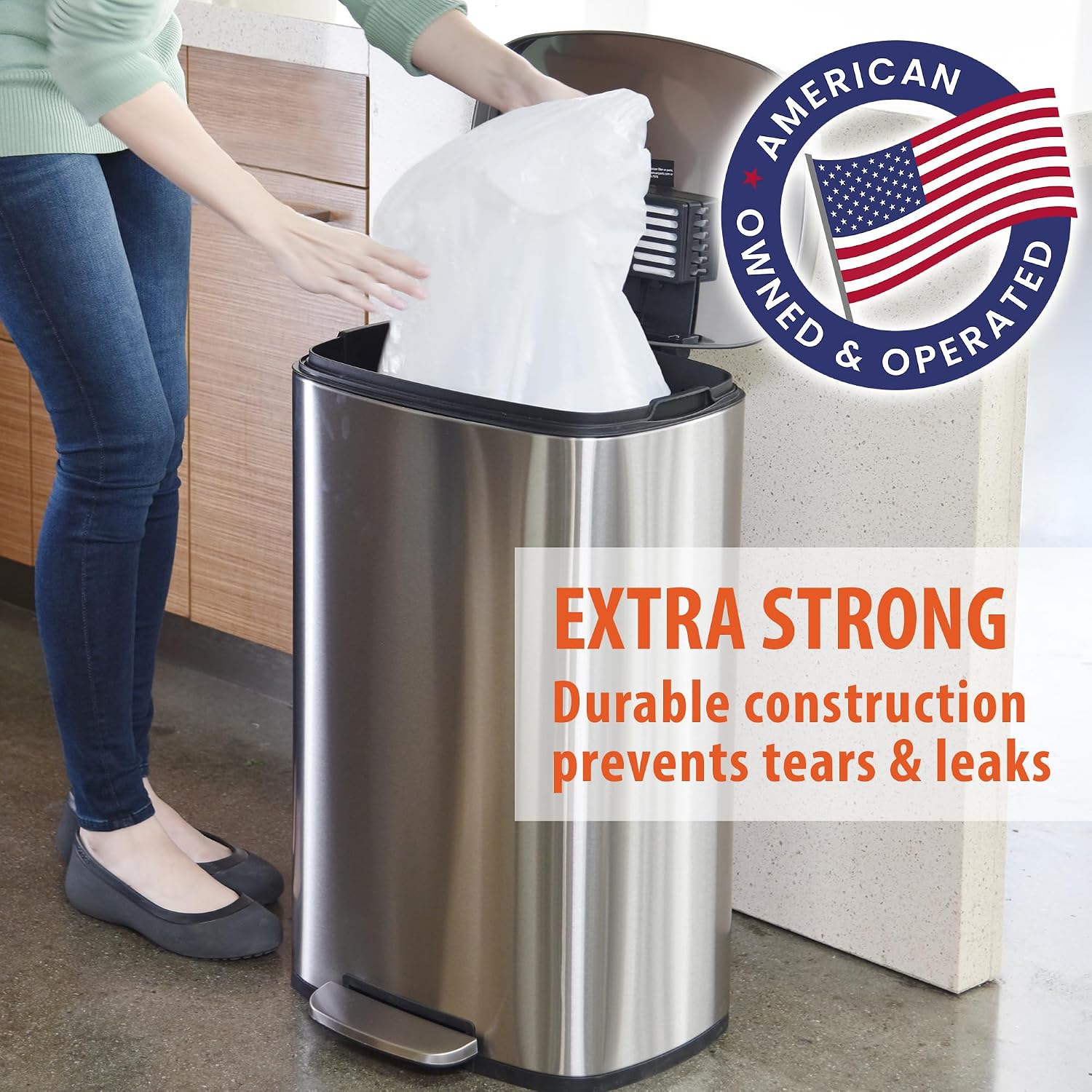 iTouchless 13 Gallon Touchless Sensor Garbage Can, Stainless Steel, Round Sensor Automatic Trash Can for Kitchen and Office