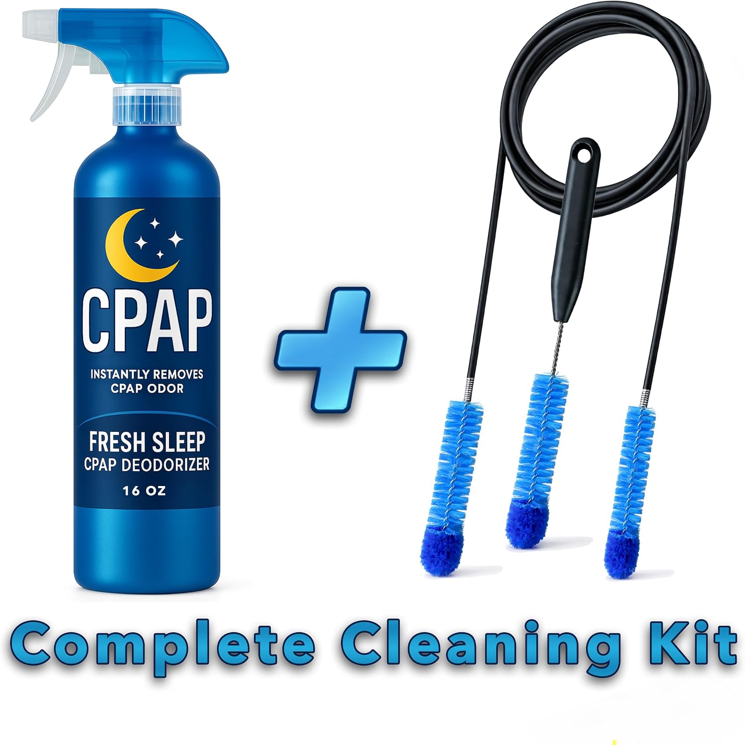 Equipment Cleanser and Deodorizer and Brush Set Combo, Removes Odors, Gentle Formula, Easy Application