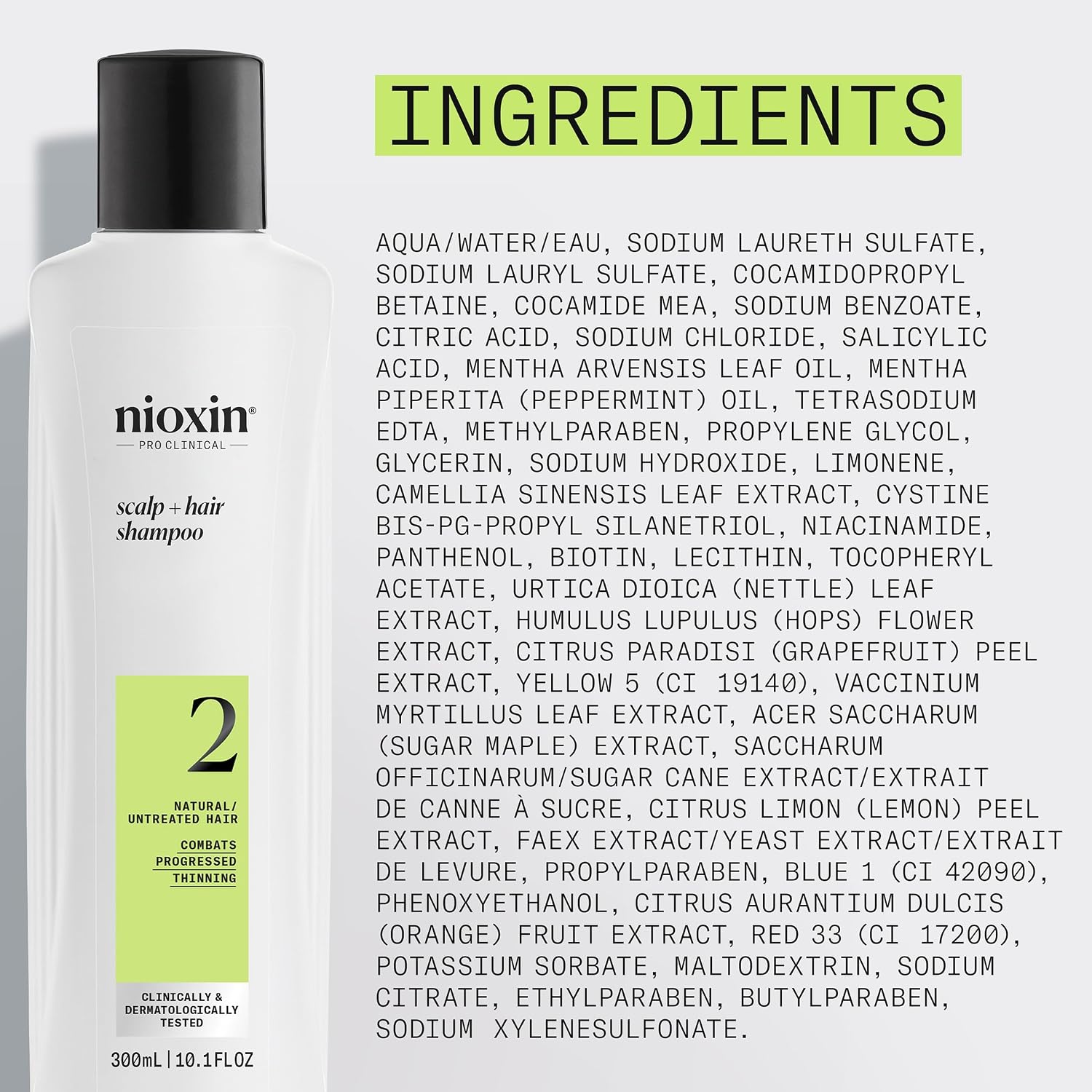 NIOXIN System 2 | Scalp Care | Shampoo | Hair Thickening | For Natural Hair | Scalp Health | For Natural Hair with Progressed Thinning | Cleanse & Boost Hair Density with Niacinamide & Biotin