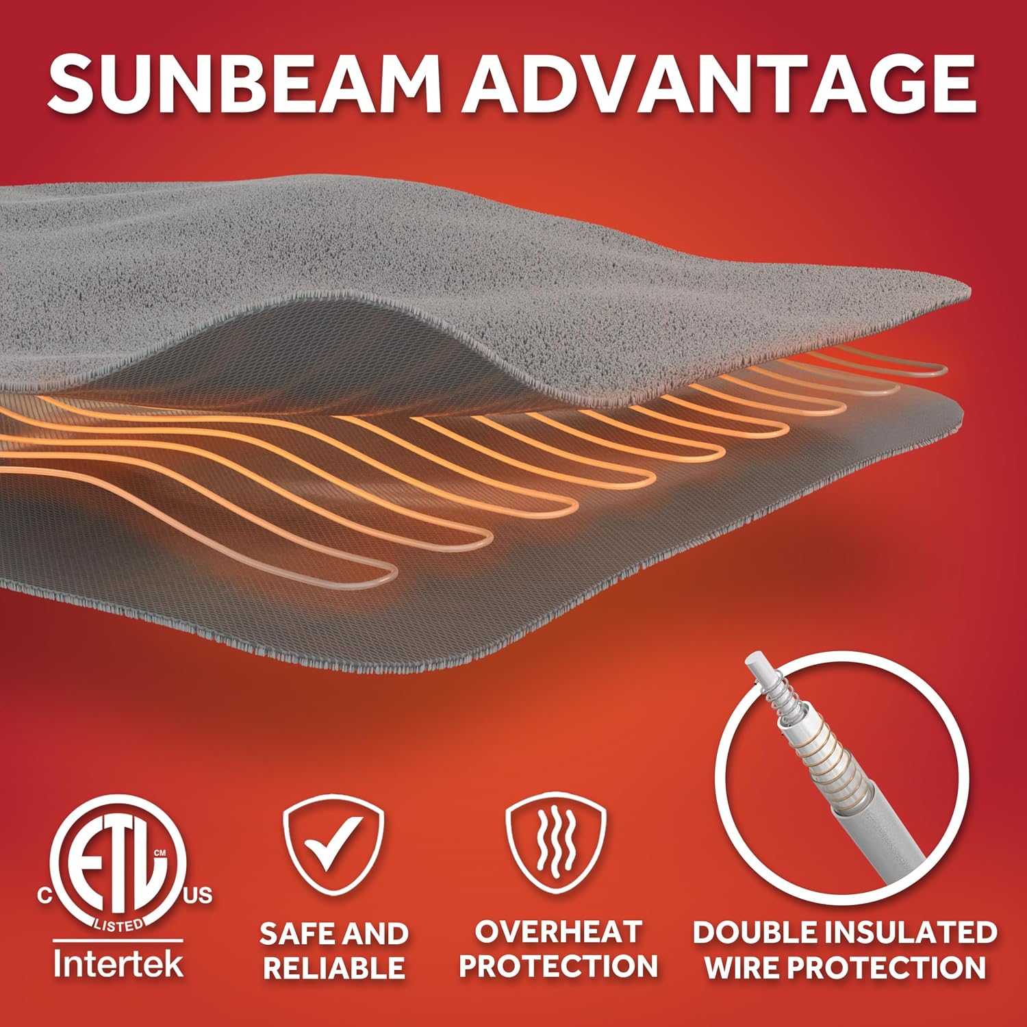 Sunbeam Electric Royal Posh Velvet Heated Blanket, 12 Heat Settings, 12-Hour Selectable Auto Shut-Off, Fast Heating, Warm and Lush, Champagne Color, King, 90" x 100"
