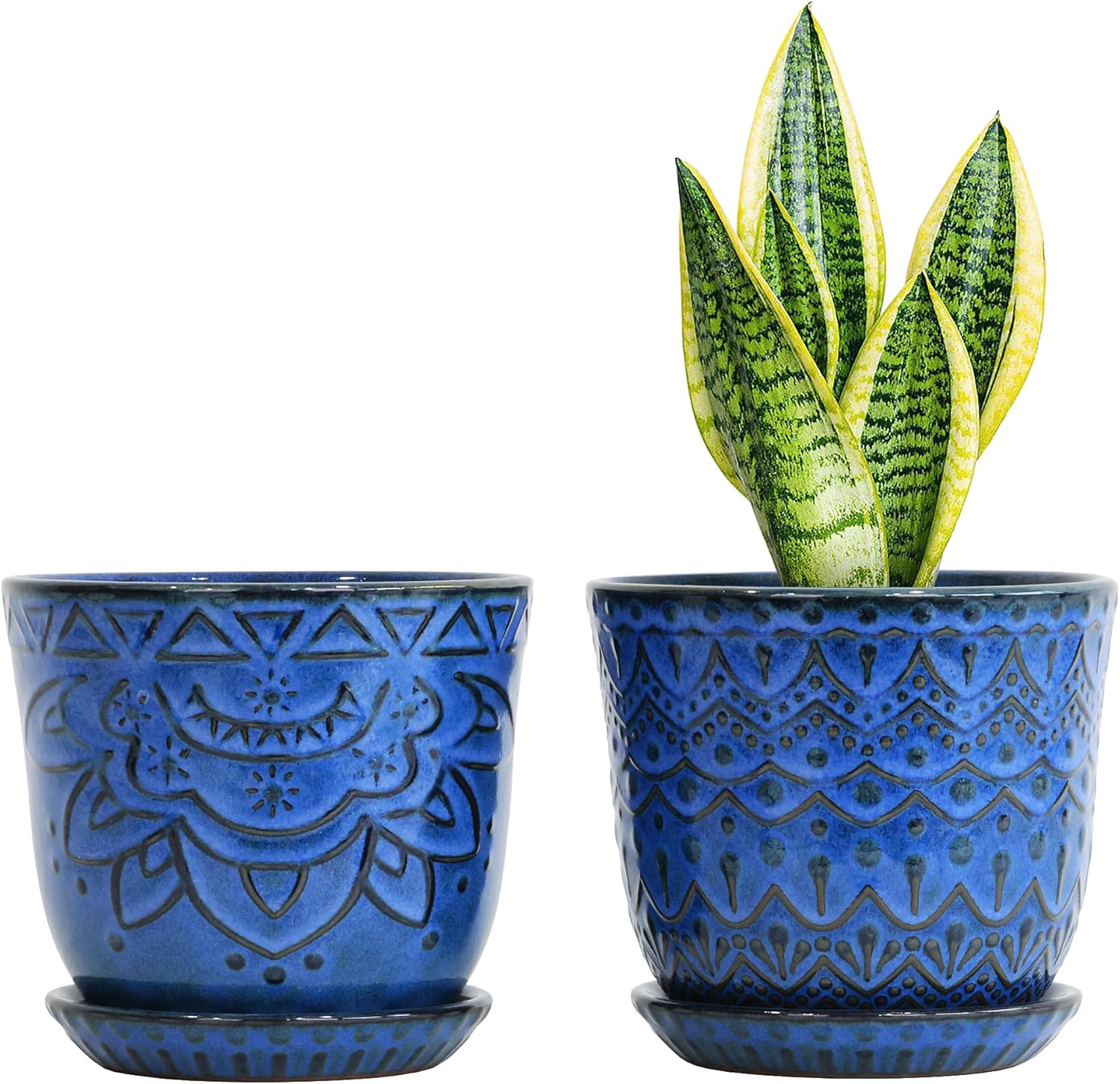 Gepege Ceramic Plant Pots, 6 Inch Indoor Planters with Drainage & Saucers