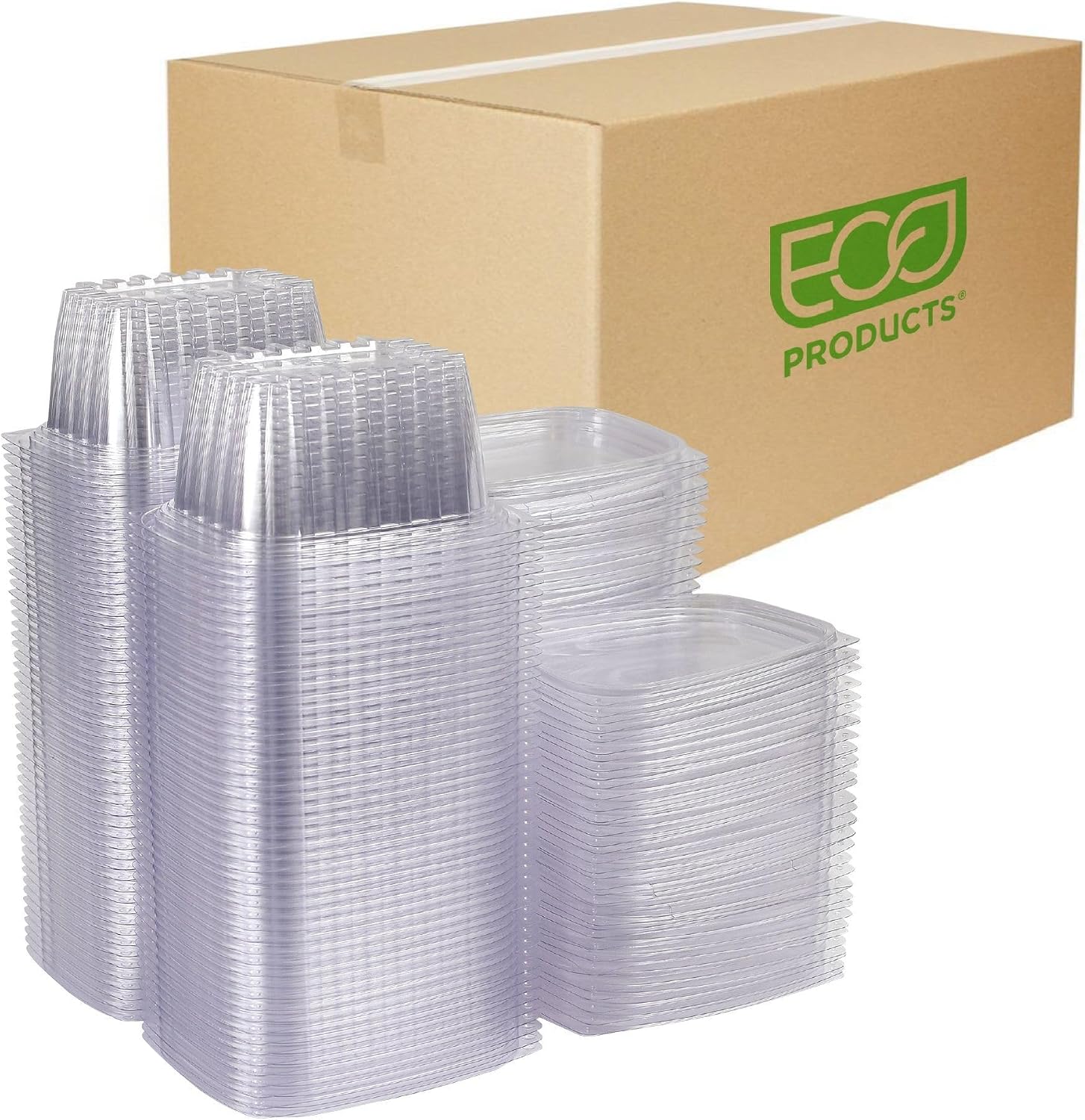 Eco-Products EPRC32 Renewable & Compostable Rectangular Deli Containers - 32oz., 50 Per Pack (Case of 4 Packs), clear