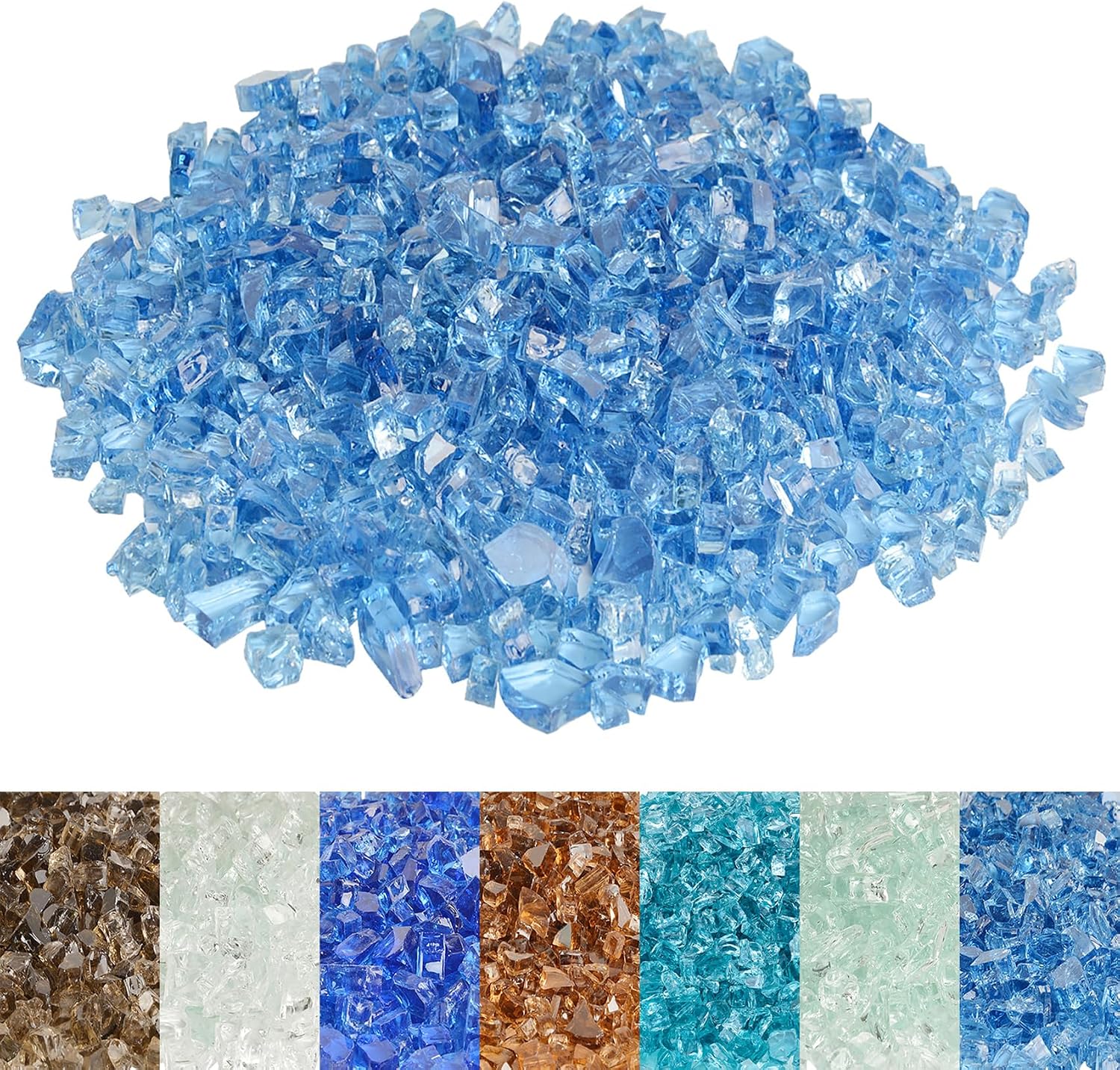 Skyflame 1/4" Pacific Blue Regular Fire Glass for Fire Pit Fireplace