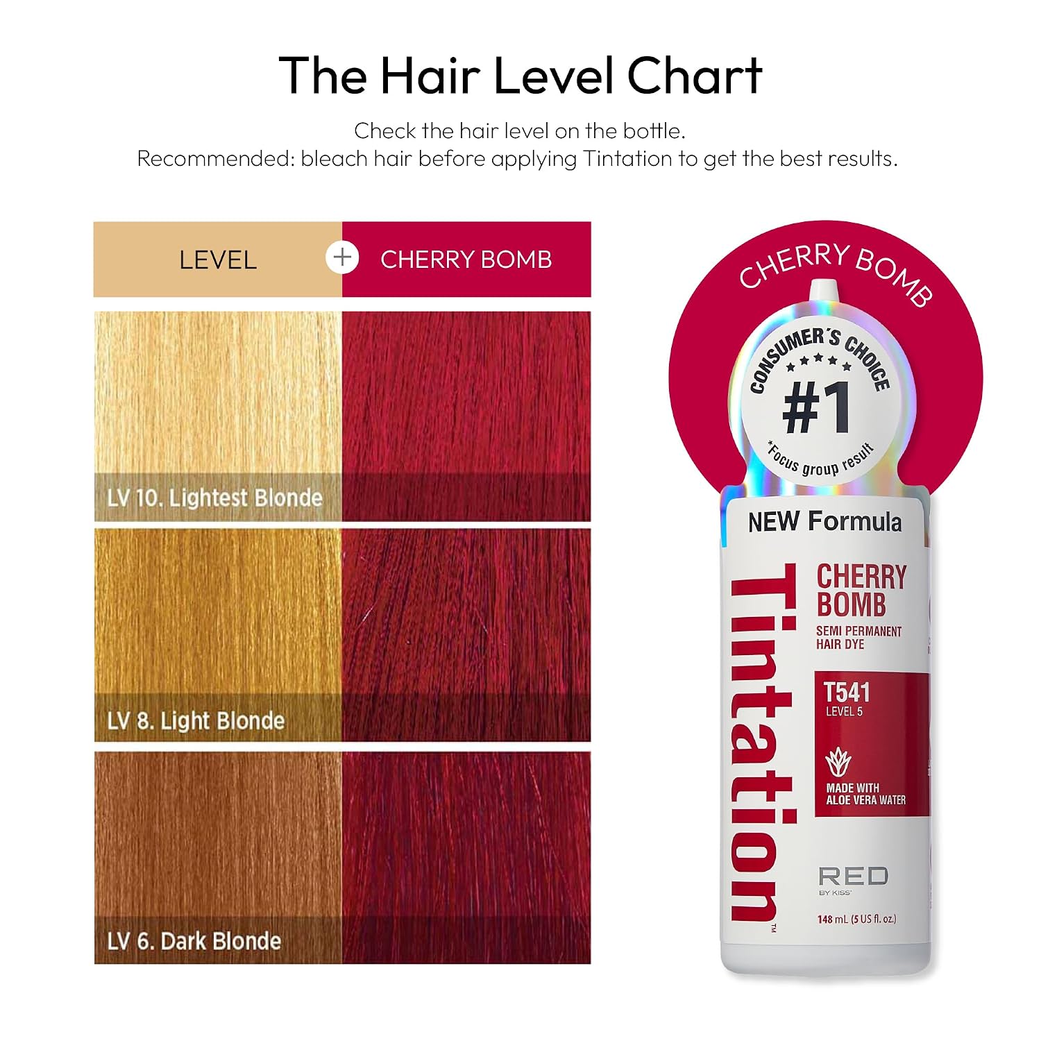 Red by Kiss Tintation Semi-Permanent Hair Color, Aloe Vera Water Based, Argan Oil, Olive Oil, Collagen & Keratin, Long-Lasting Color Dye (Honey Brown, 5 Fl Oz)