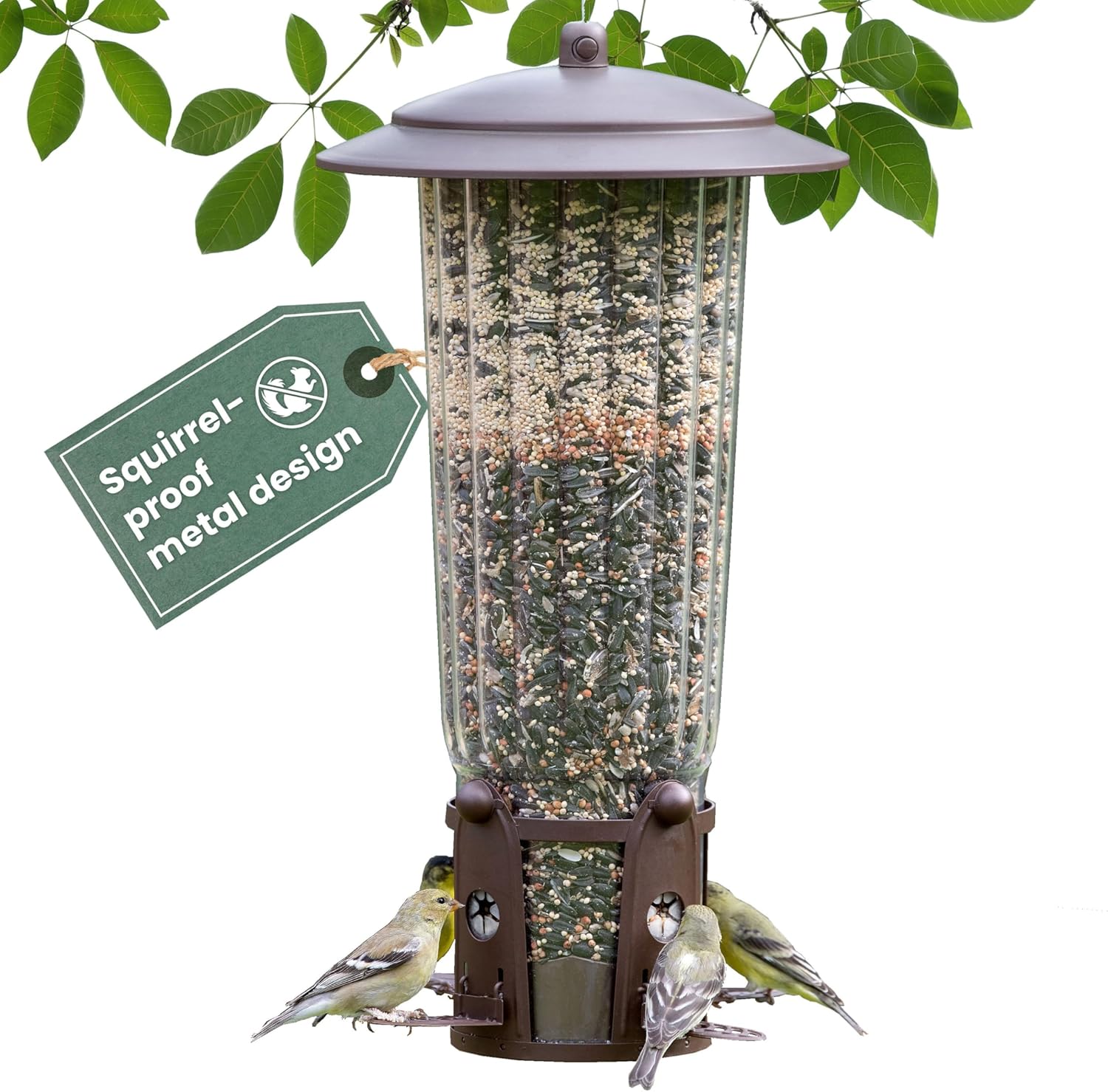 Perky-Pet Squirrel-Be-Gone Max Bird Feeder, (4) Flexport Feeding Stations | Squirrel-Proof Metal Hanging Feeder for Outdoors