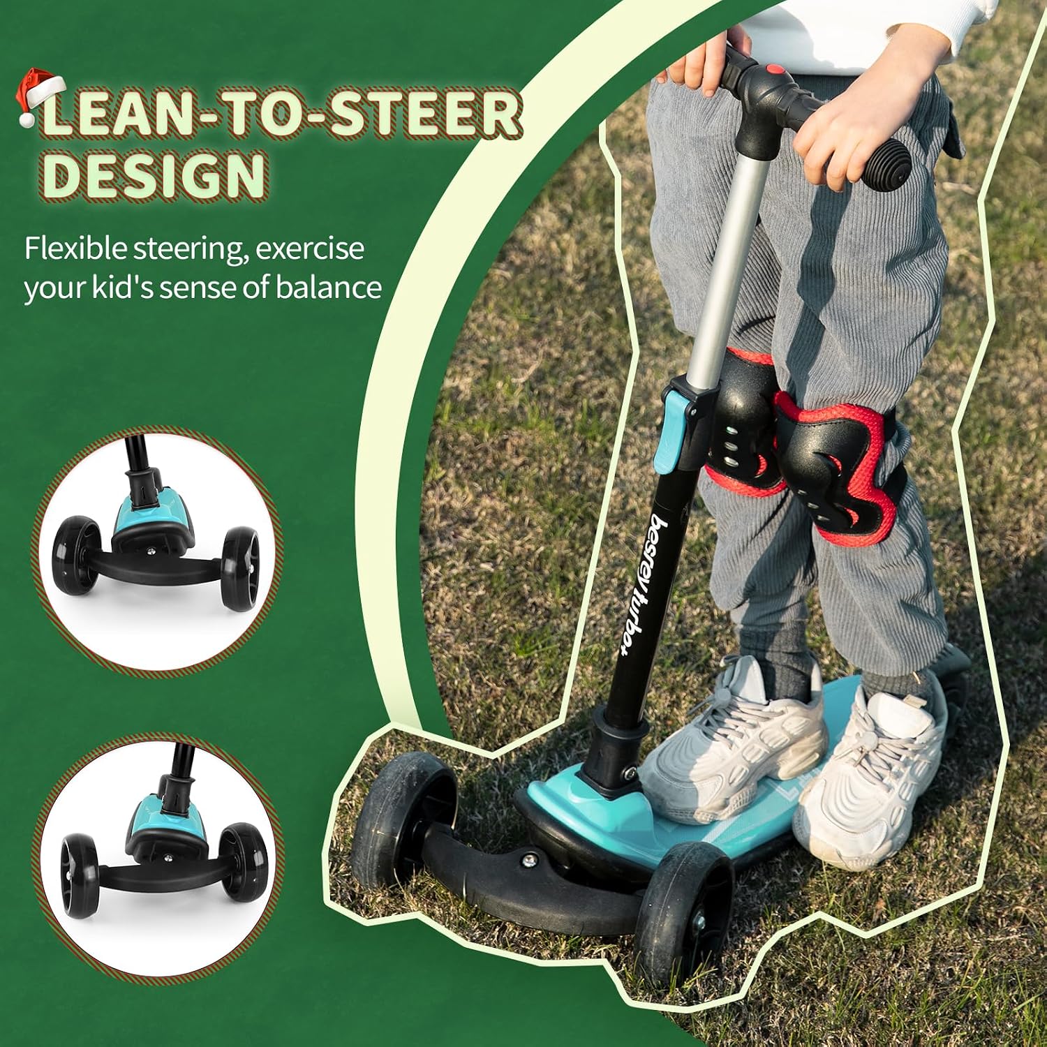 besrey 3 Wheel Scooter for Kids Ages 3-10 with 4 Adjustable Height