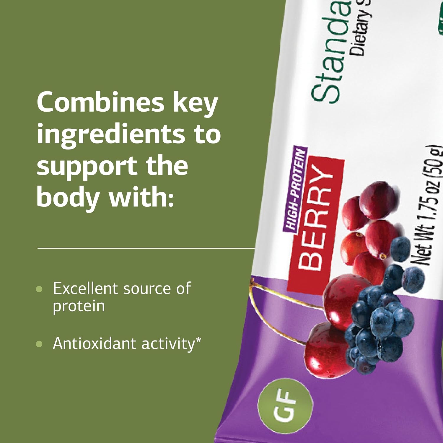 Standard Process StandardBar - Gluten-Free & Vegetarian Protein Bar - Whole Food-Based Bar with Blueberries