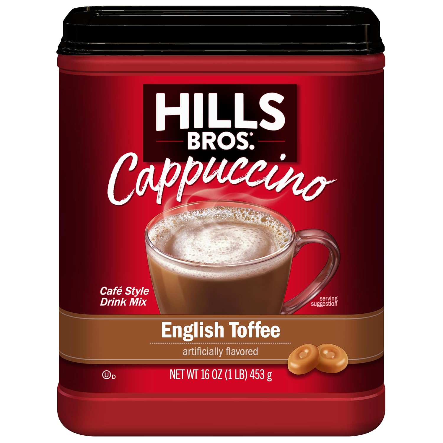 Hills Bros. Cappuccino Mix – Rich, Frothy Coffeehouse-Tasting Instant Drink Mix – Quick and Easy Preparation – Perfect for Hot & Iced Drinks & Creaming Coffee – Double Mocha, 1 Pack of 16oz