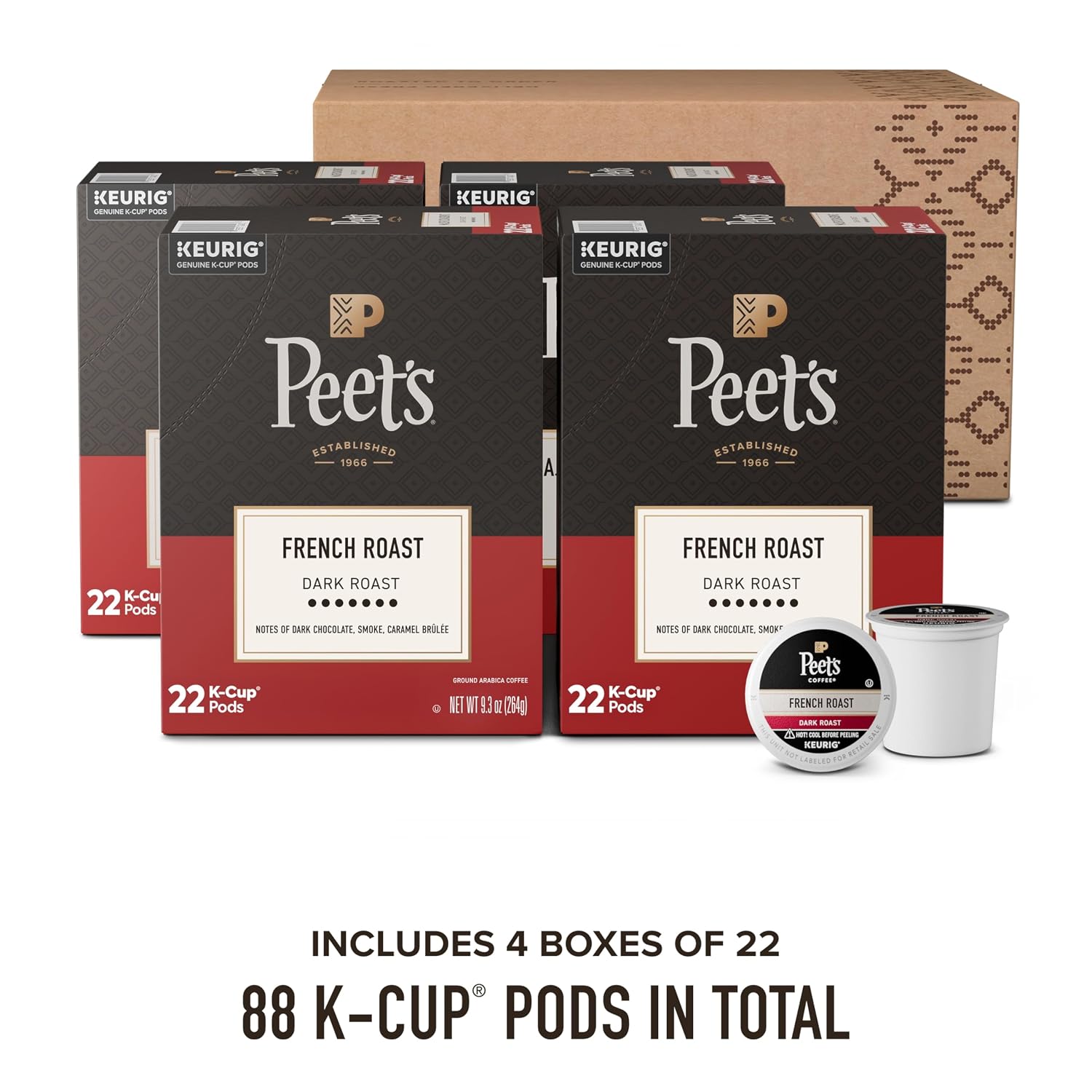Peet's Coffee, Dark Roast Keurig K-Cup Pods, 100% Arabica Coffee - Major Dickason's Blend 32 Count (1 Box of 32 K-Cup Pods)
