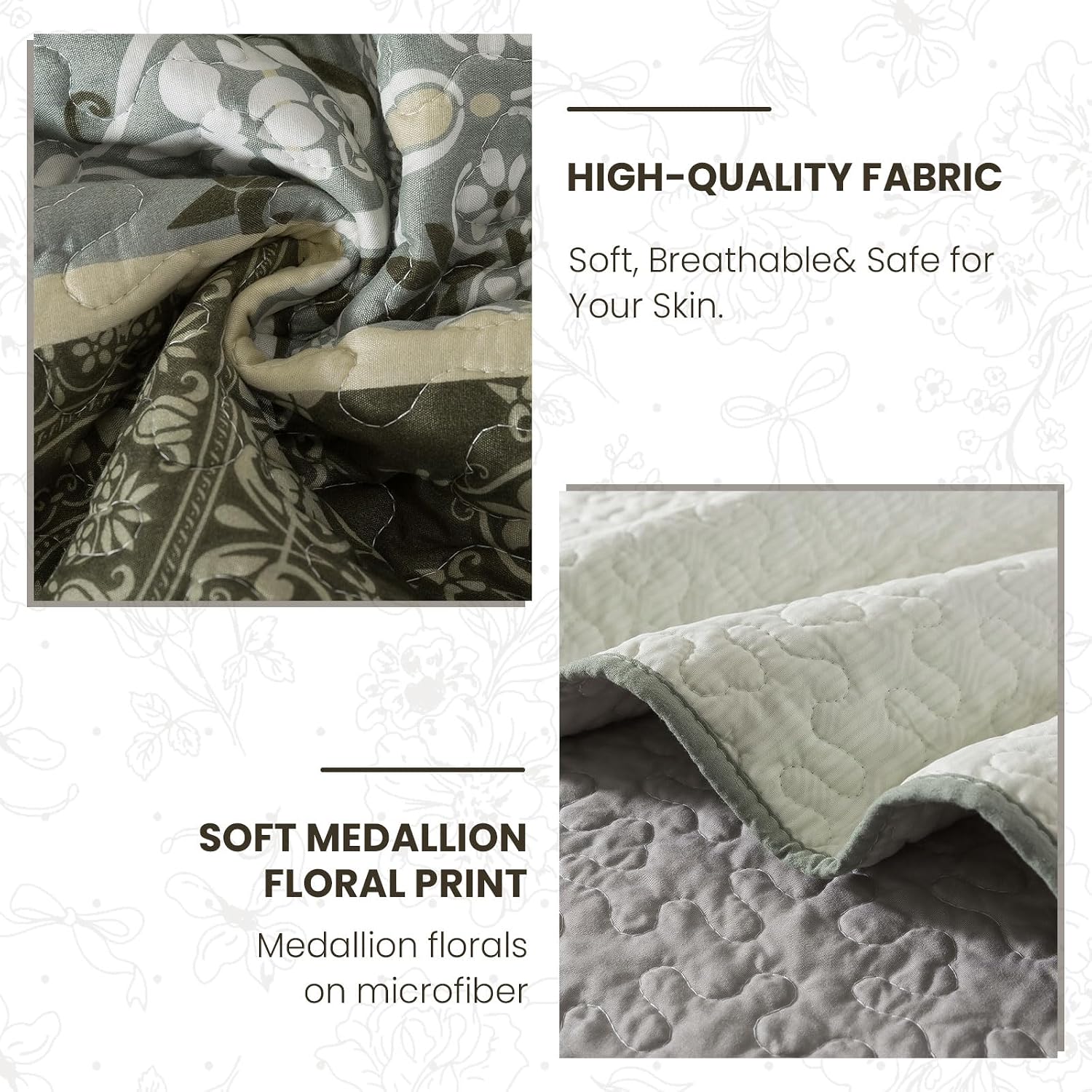 Striped Classical Cotton 3-Piece Patchwork Bedspread Quilt Sets, King Size