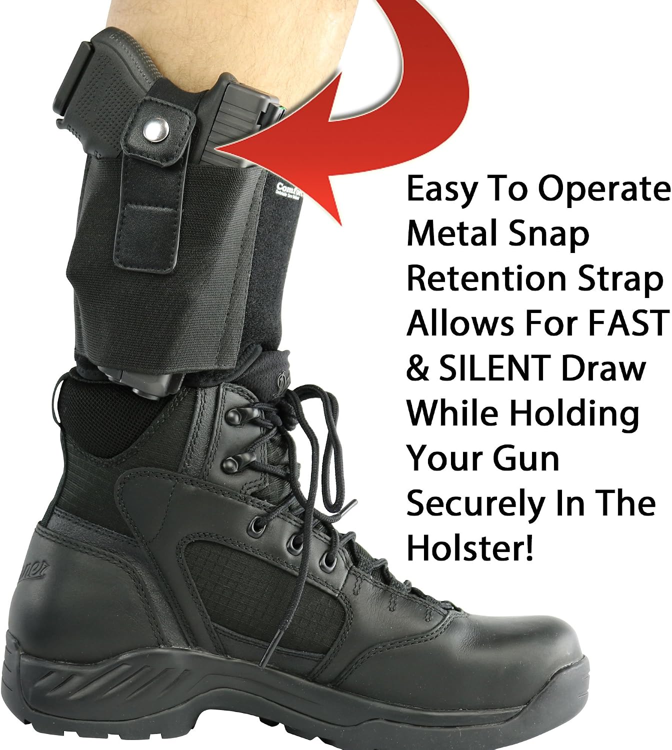 Ultimate Ankle Holster by ComfortTac, Compatible with Glock 42, 43, 36, 26, Smith and Wesson Bodyguard .380.38, Ruger LCP, LC9, Sig Sauer