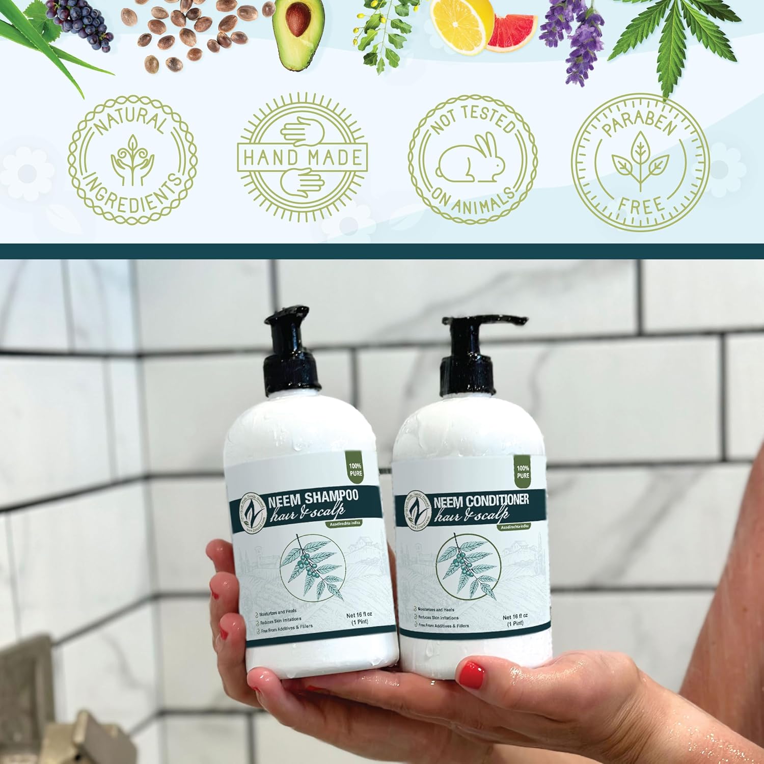 Zatural Neem Shampoo | Gentle Scalp & Hair Cleanser with Botanical Extracts | Moisturizing Wash for Softness, Volume, and Shine (8 Fl Oz)