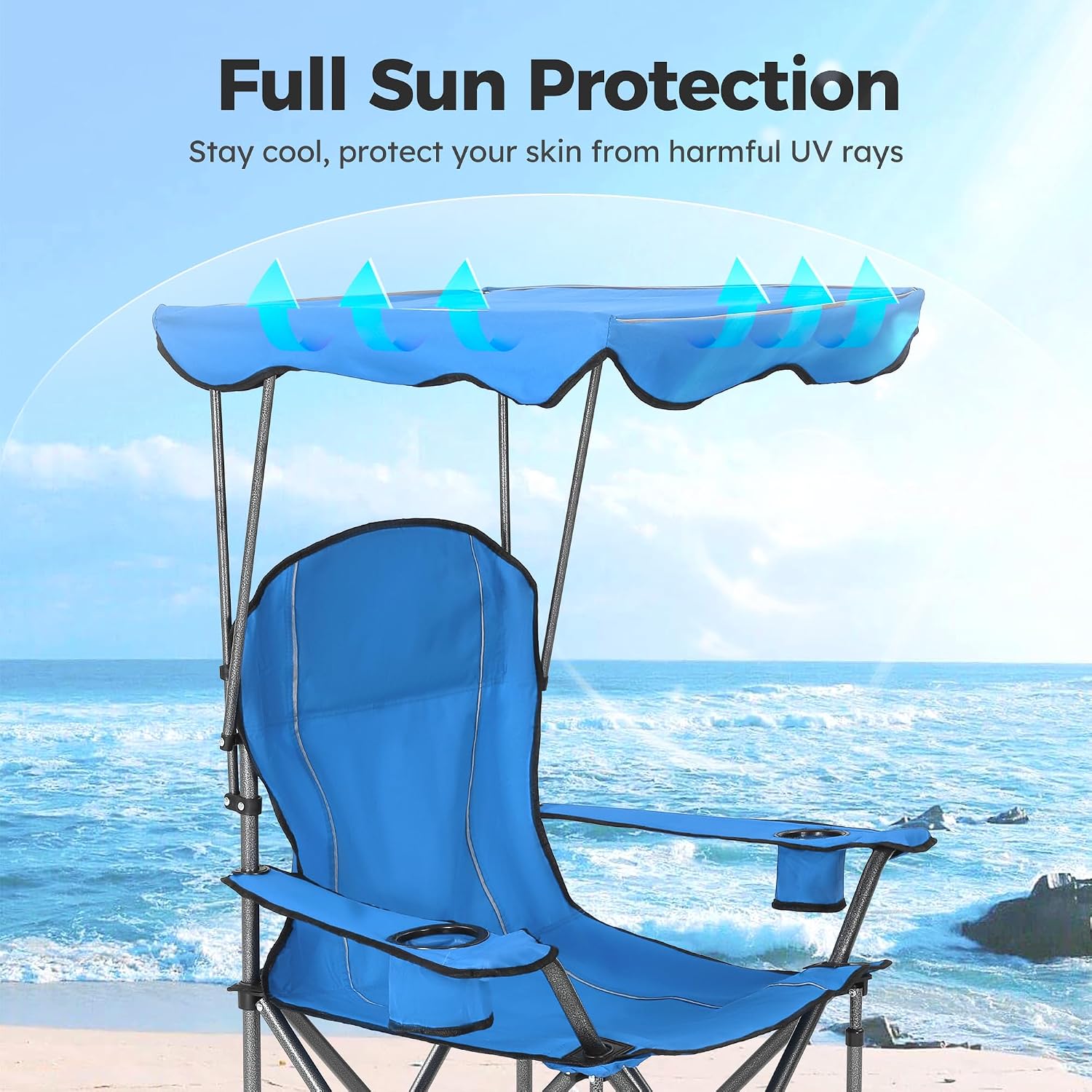 ALPHA CAMP Heavy Duty Canopy Camping Chairs with Adjustable Sunshade | Heavy duty 400 LBS, Steel Frame, Sturdy, Ergonomic,600D Oxford fabric ,Phone holder Cup holder,Carry Bag,Easy to set up