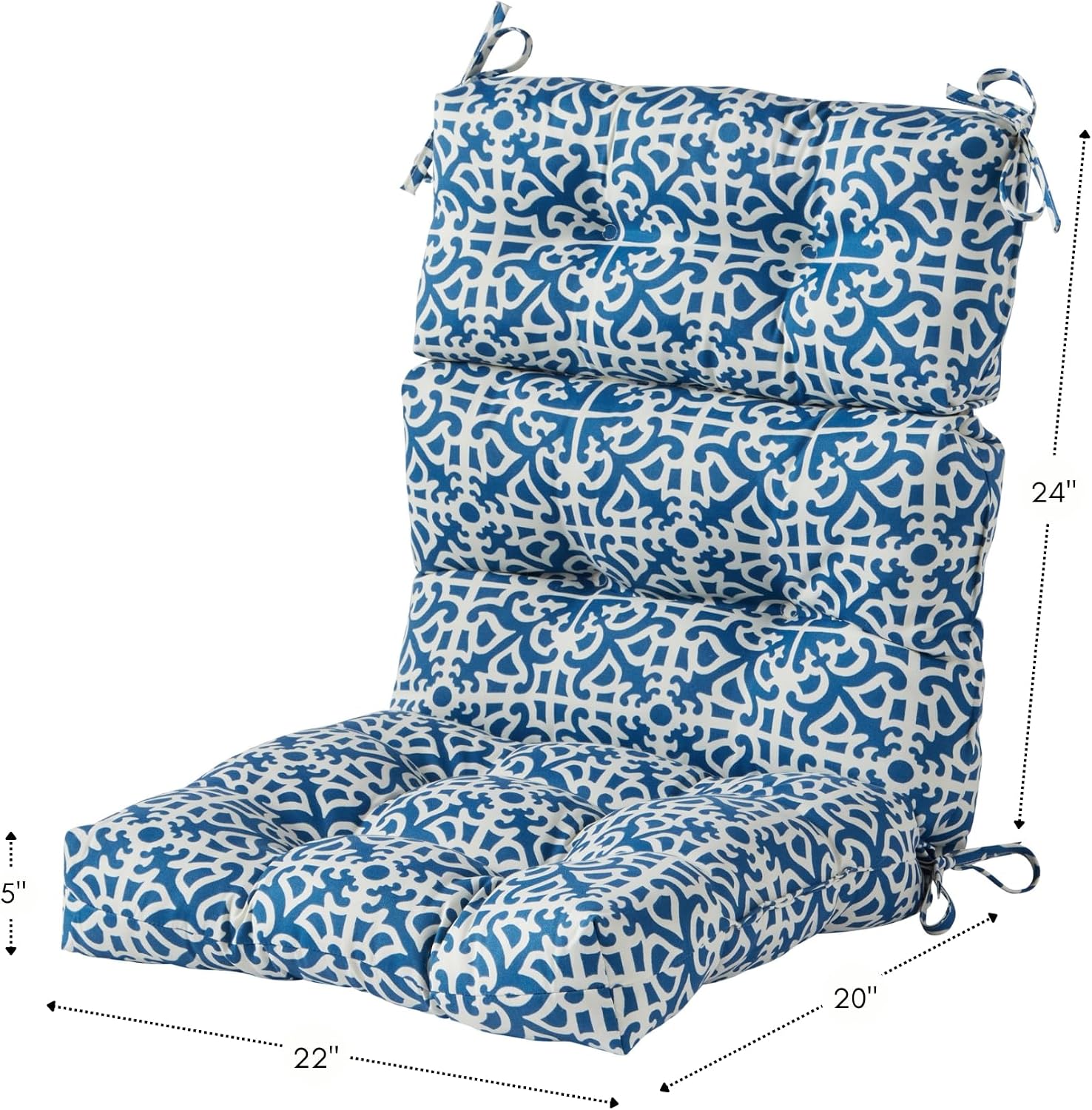 Greendale Home Fashions Outdoor 44x22-inch High Back Chair Cushions (Set of 2), Cement