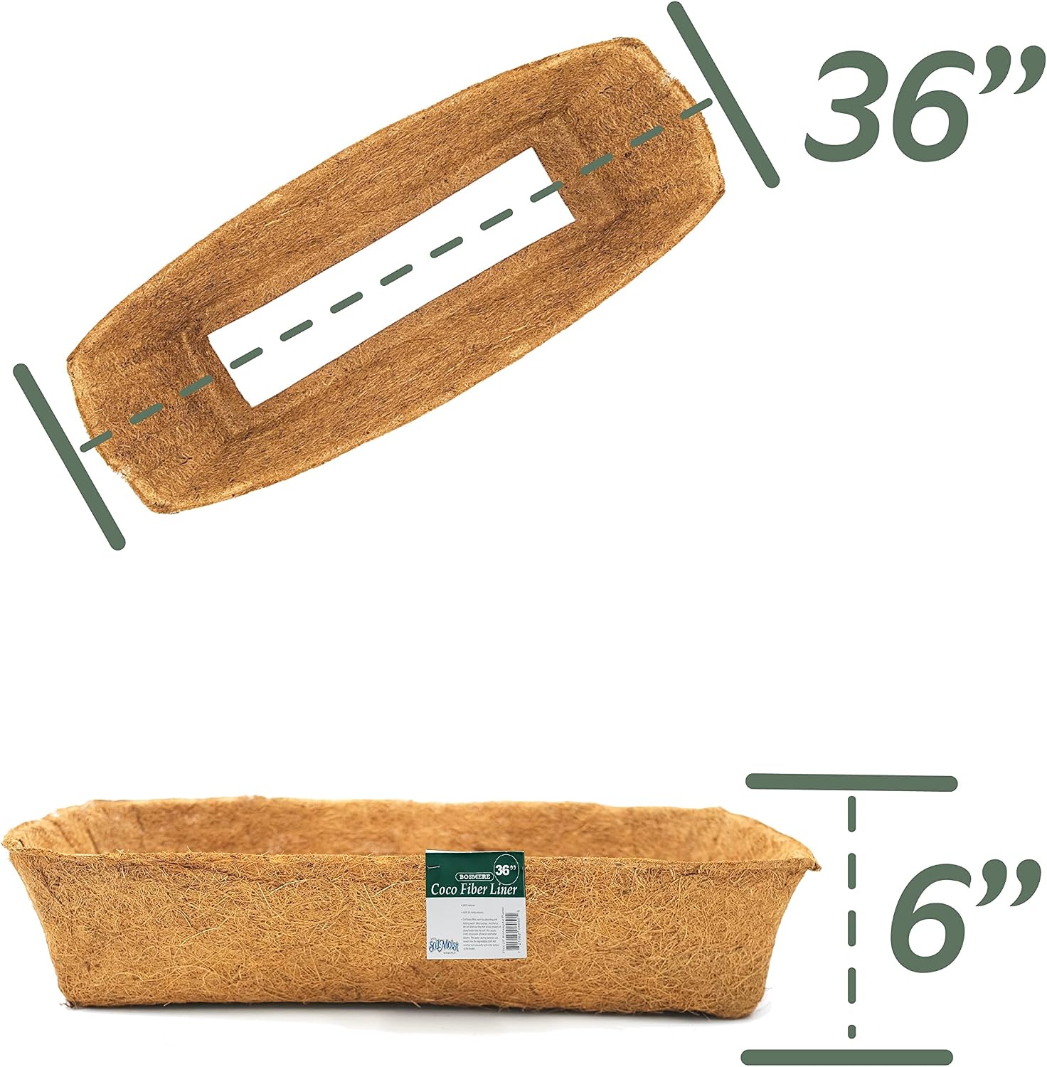 Bosmere F919 Pre-Formed Coco Liner with Soil Moist – 30-Inch Replacement Liner for Window Boxes & Hanging Baskets