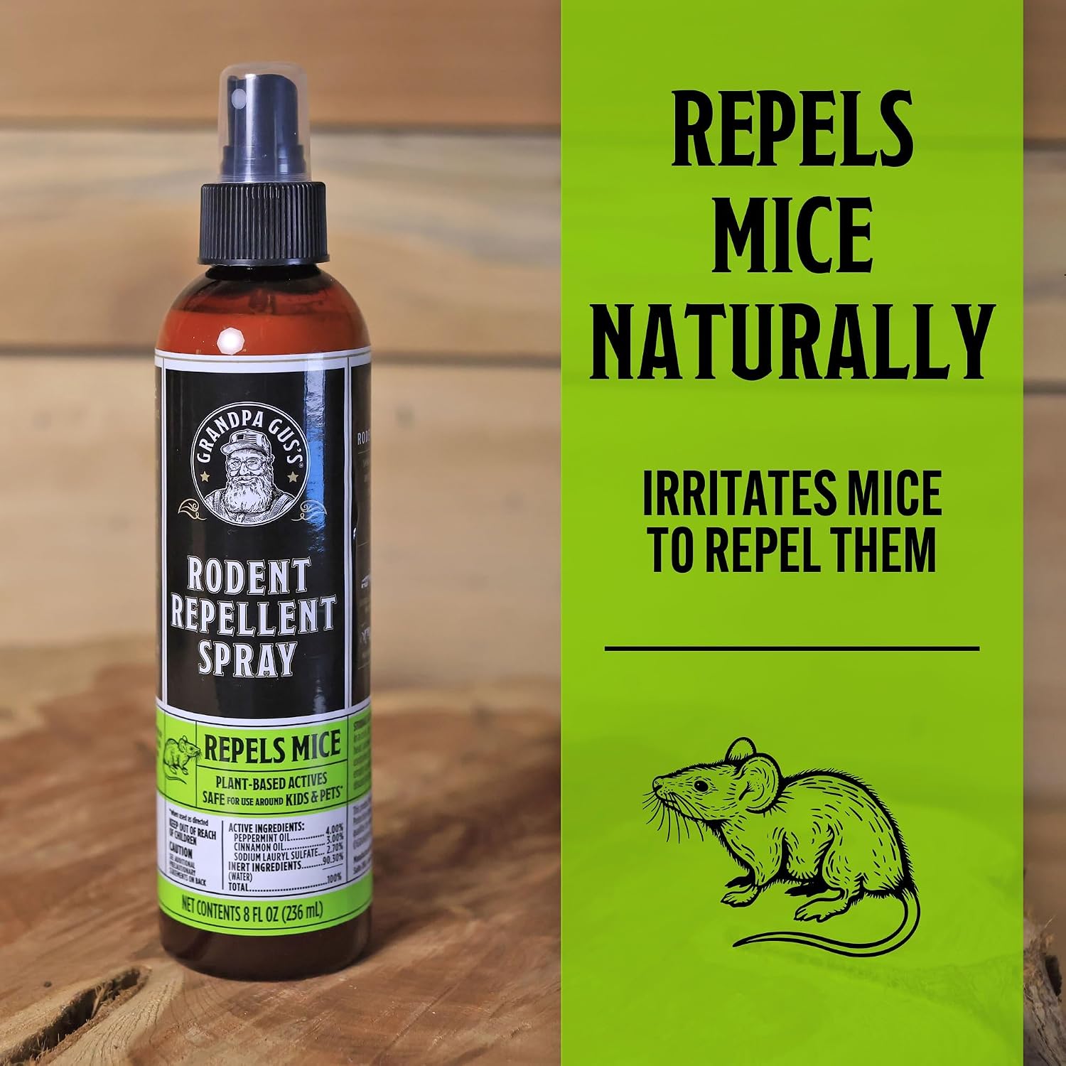 Grandpa Gus's Rodent Repellent Spray, Natural Peppermint Oil, 16 Fl Oz