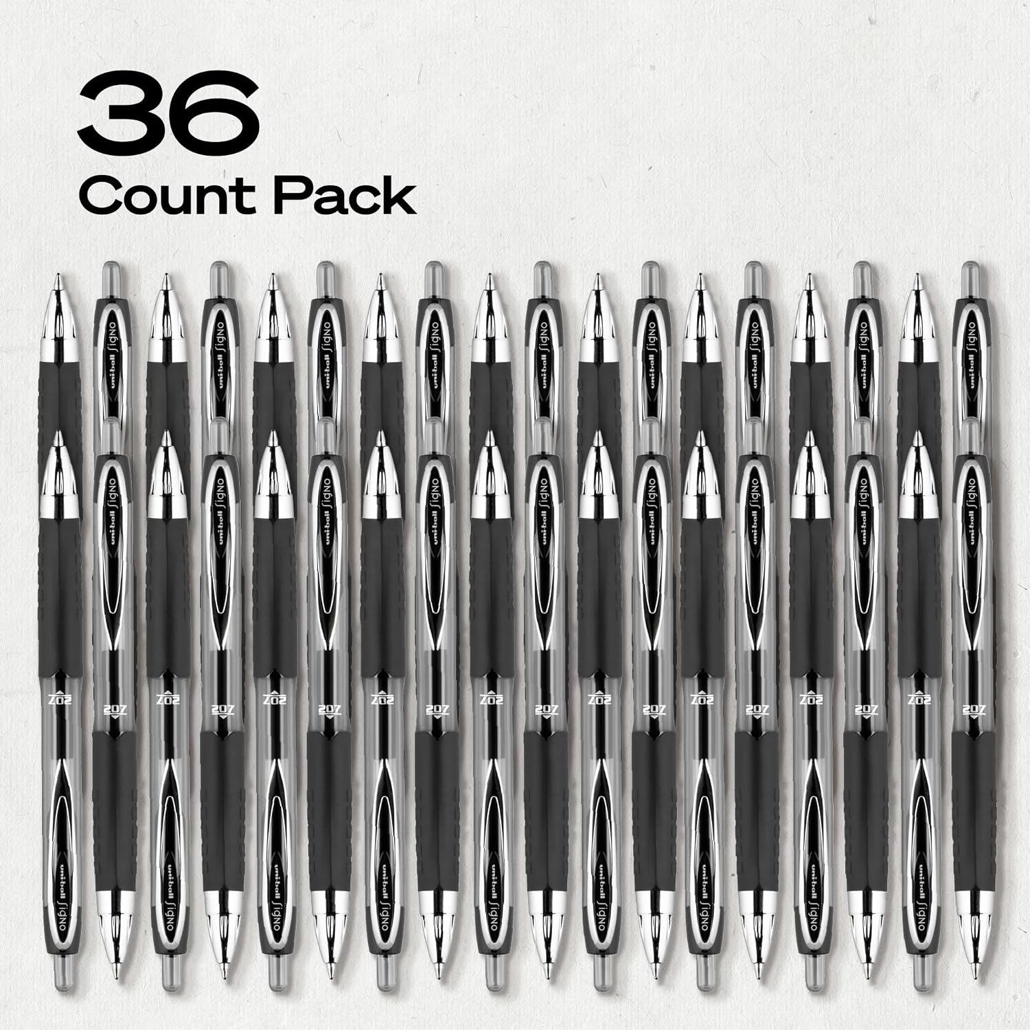 uniball™ 207 Gel Pens, Black Ink, 0.7mm Medium Point, Retractable, 12 Count | Smooth Writing, Fraud-Resistant, uni Super Ink™