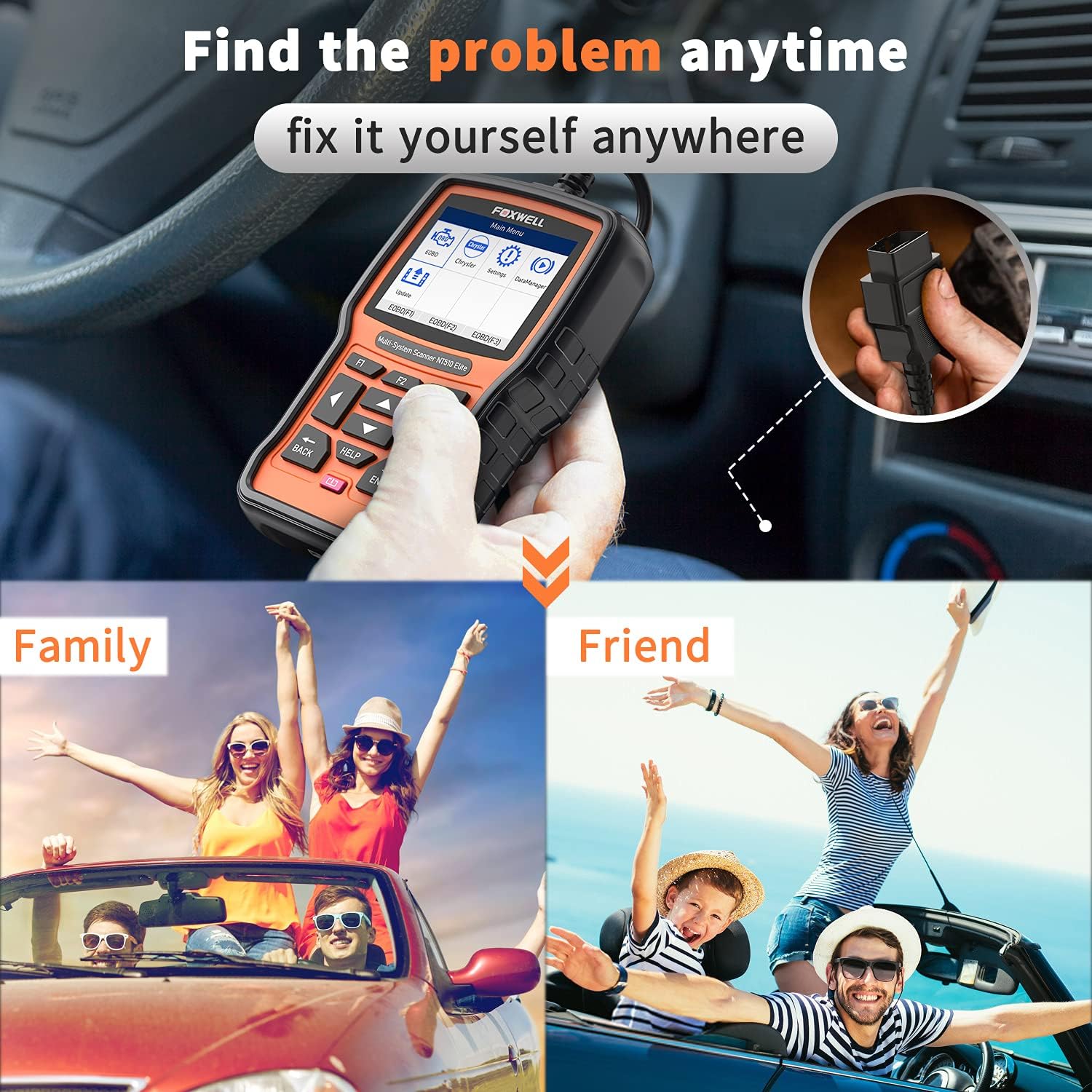 FOXWELL NT510 Elite fit for Chrysler Jeep Dodge Scan Tool, All System OBD2 Scanner Bidirectional Diagnostic Tool