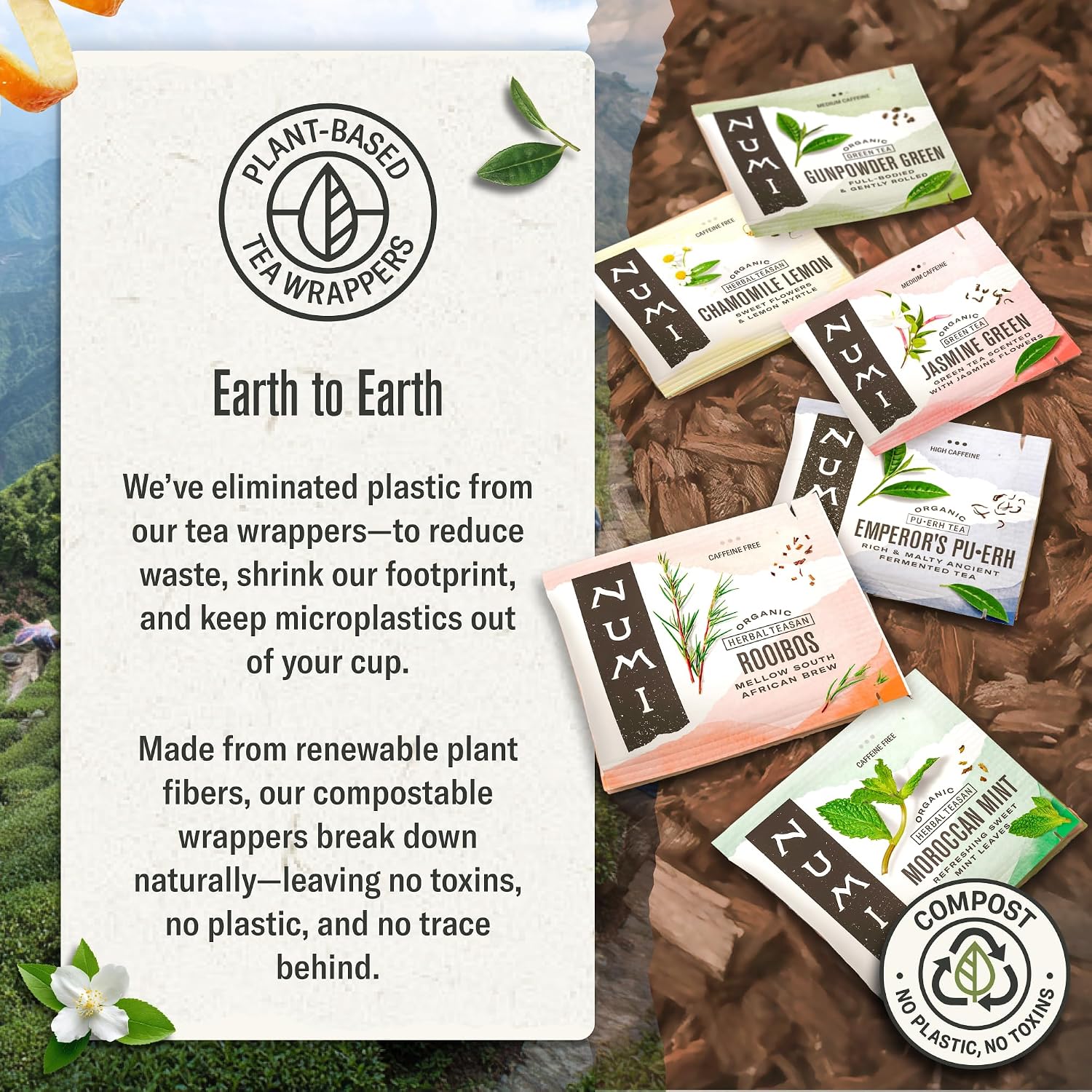 Numi Organic Gunpowder Green Tea – 54 Green Tea Bags – Bold, Smooth Flavor, Packed with Antioxidants, Naturally Energizing, Microplastic-Free Tea Bags