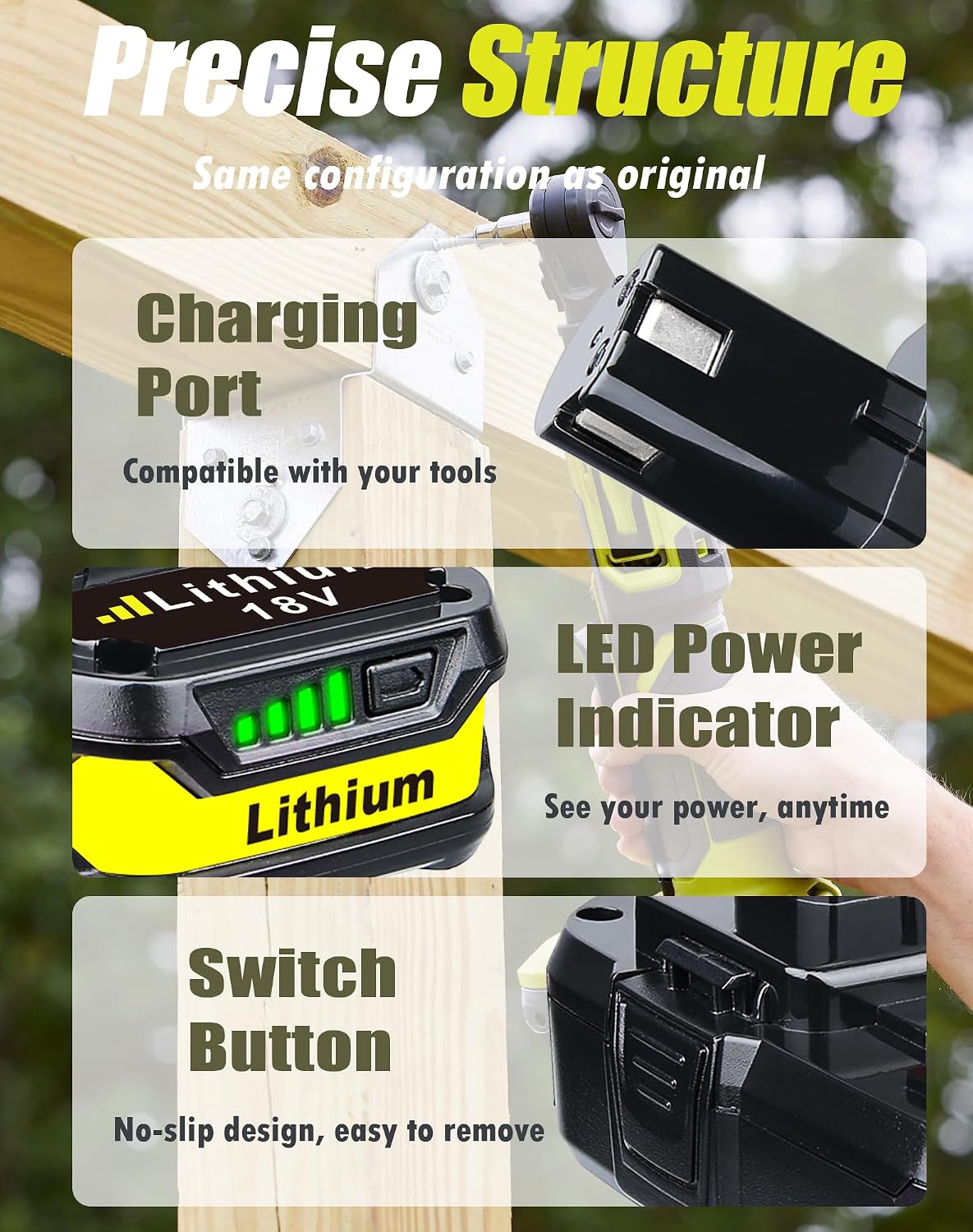 VANTTECH 2Packs P102 18V 3.6Ah Battery Replacement for Ryobi 18V Lithium Ion Battery RBL1805 P108 P103 P105 P107 P109 P104 Compatible with Ryobi