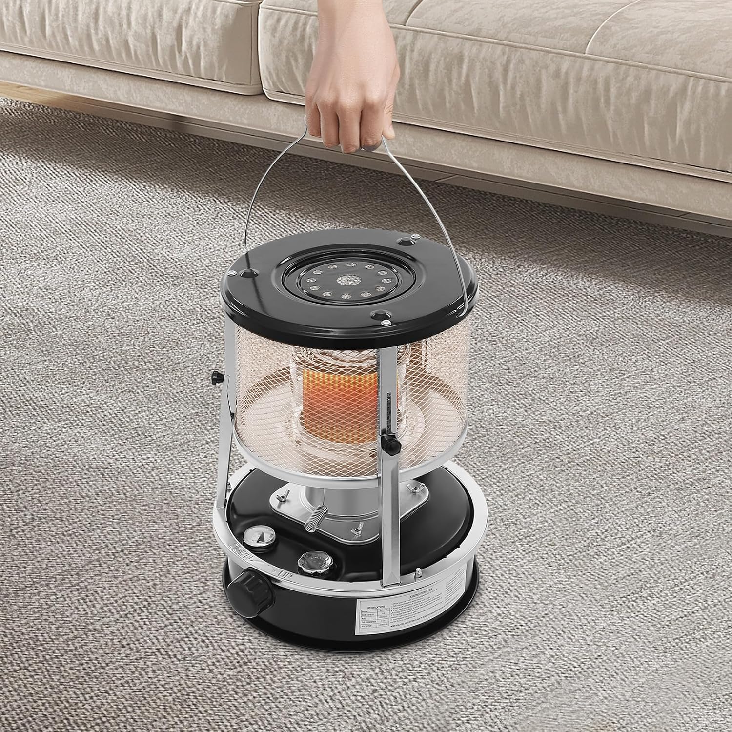 Kerosene Heater, 9000 BTU Portable Indoor Kerosene Space Heater with Adjustable Height, Non-Electric Radiant Heater & Stove for Home Emergency