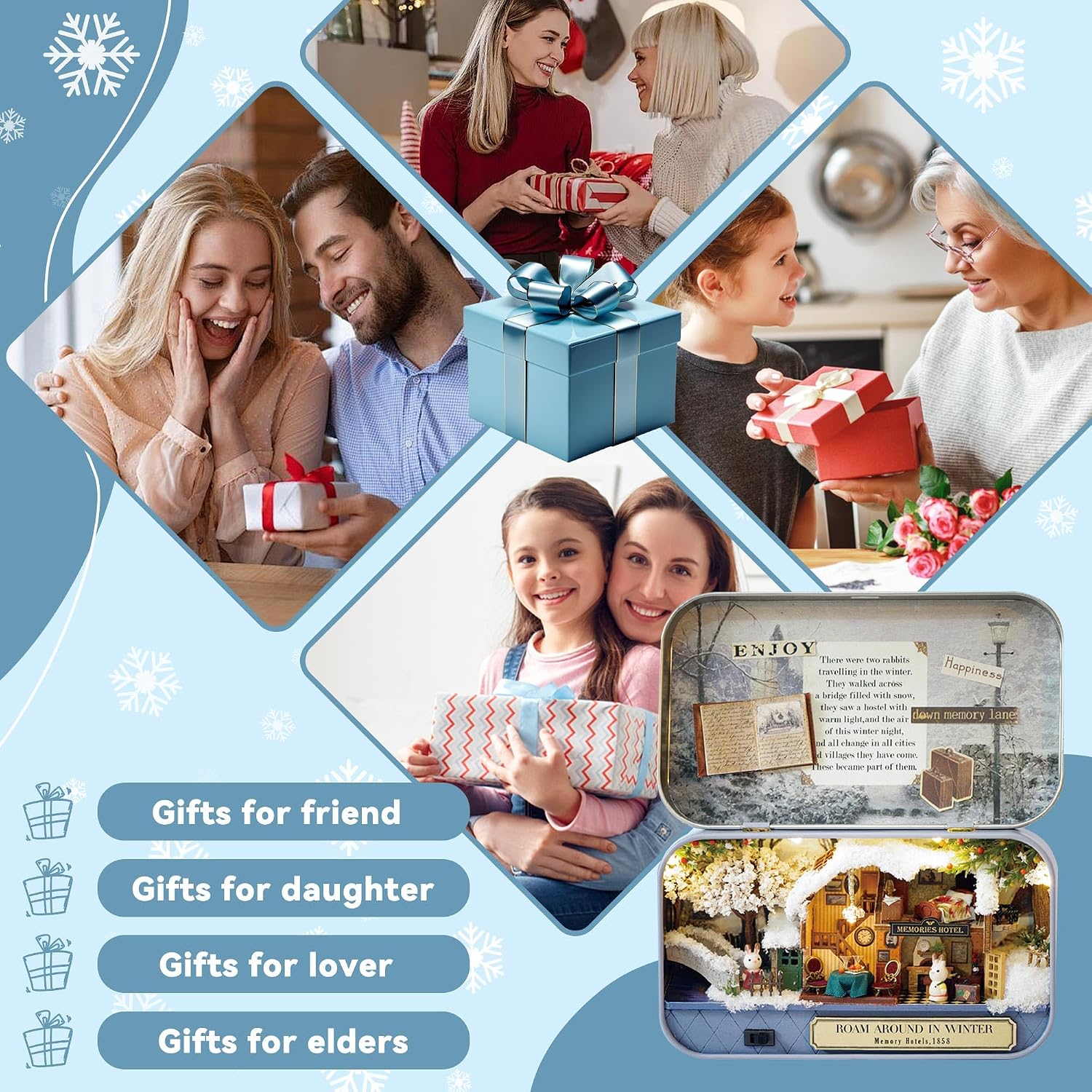Flever Dollhouse Miniature DIY House Kit Creative Room with Furniture and Cover for Romantic Valentine's Gift(Happy Corner)