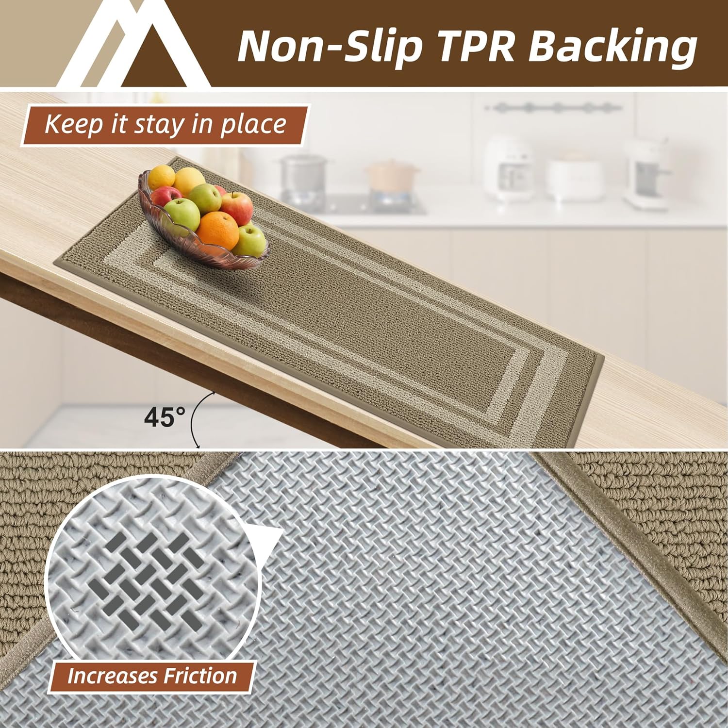 COSY HOMEER 48x20Inch/30X20Inch Kitchen Rug Mats,Grey