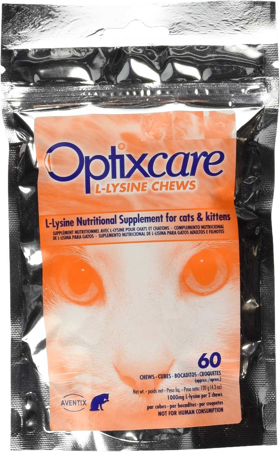 Optixcare 72-2 L-Lysine Chews for Cats & Kittens, 60 Count (Pack of 1)