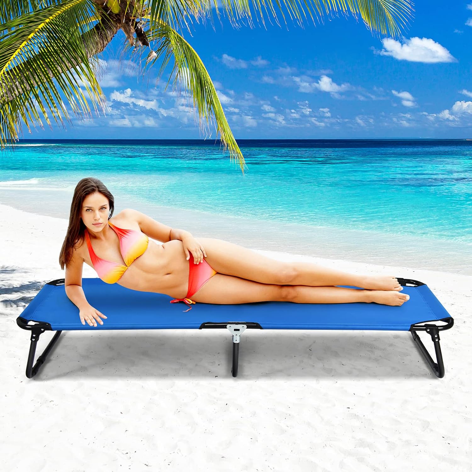 Goplus Folding Camping Cot, Sleeping Cots for Adults Kids