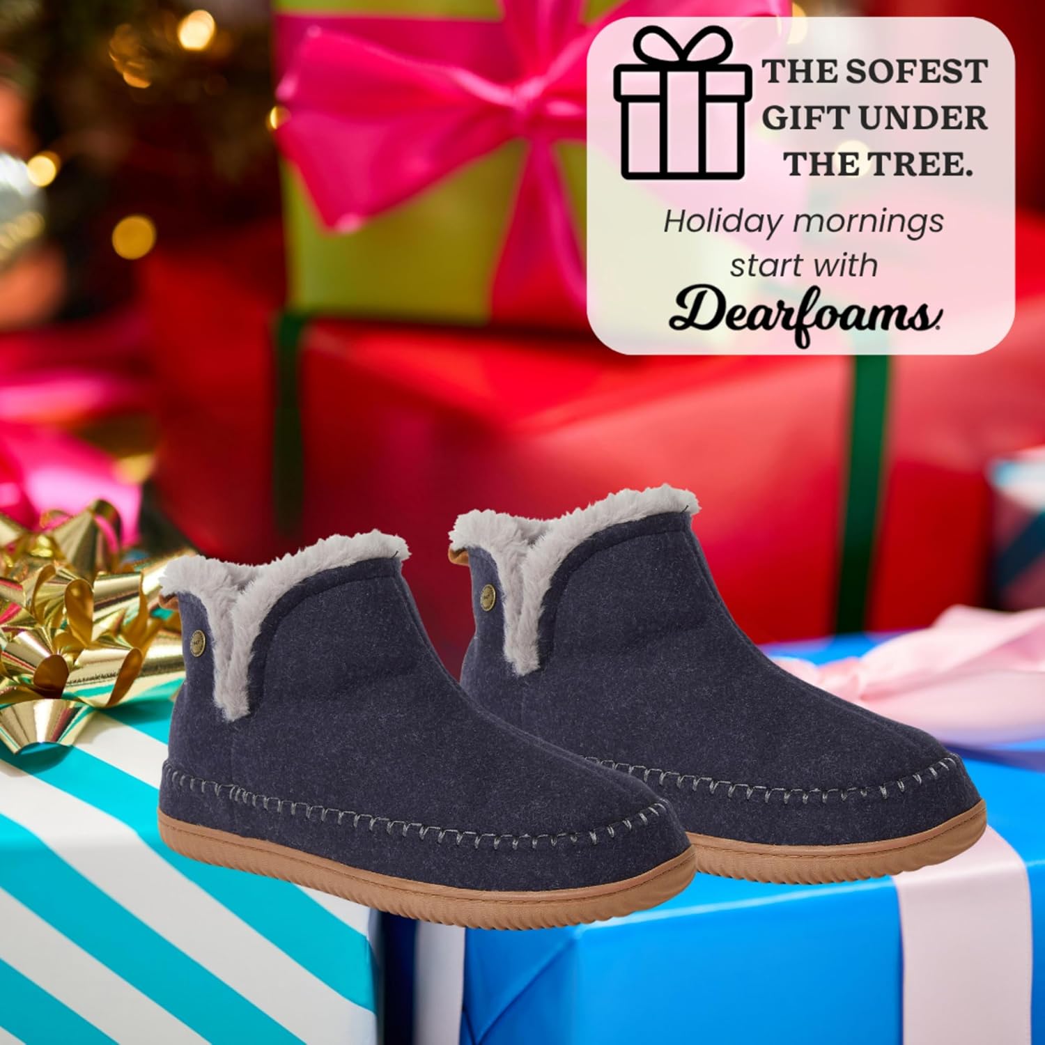 Dearfoams Men's Memory Foam Indoor House Slippers Brixen Ankle Boot House Shoes - Gifts for Men