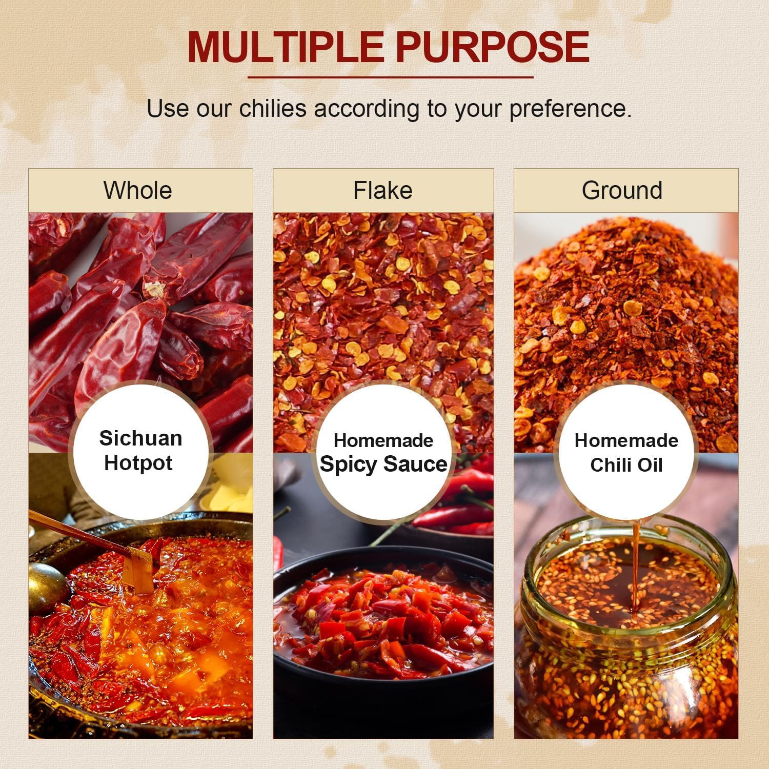 52USA Dried Chilli Peppers, Whole Dried Chilies 4 oz, Mild Spicy Chili Peppers, 100% Natural & Premium Sichuan Red Dry Chilis, Red Chili Peppers