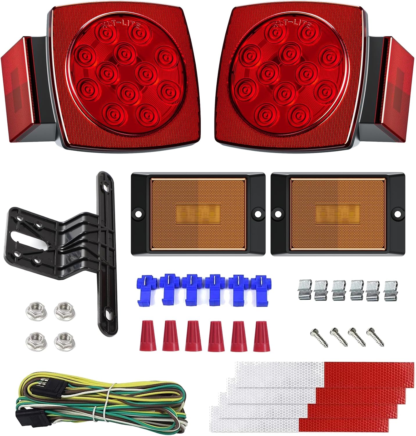 LED Trailer Light Kit, Super Bright Submersible Brake Stop Turn Tail License Lights for Under 80" Camper Truck RV Boat Snowmobile, IP68 Waterproof