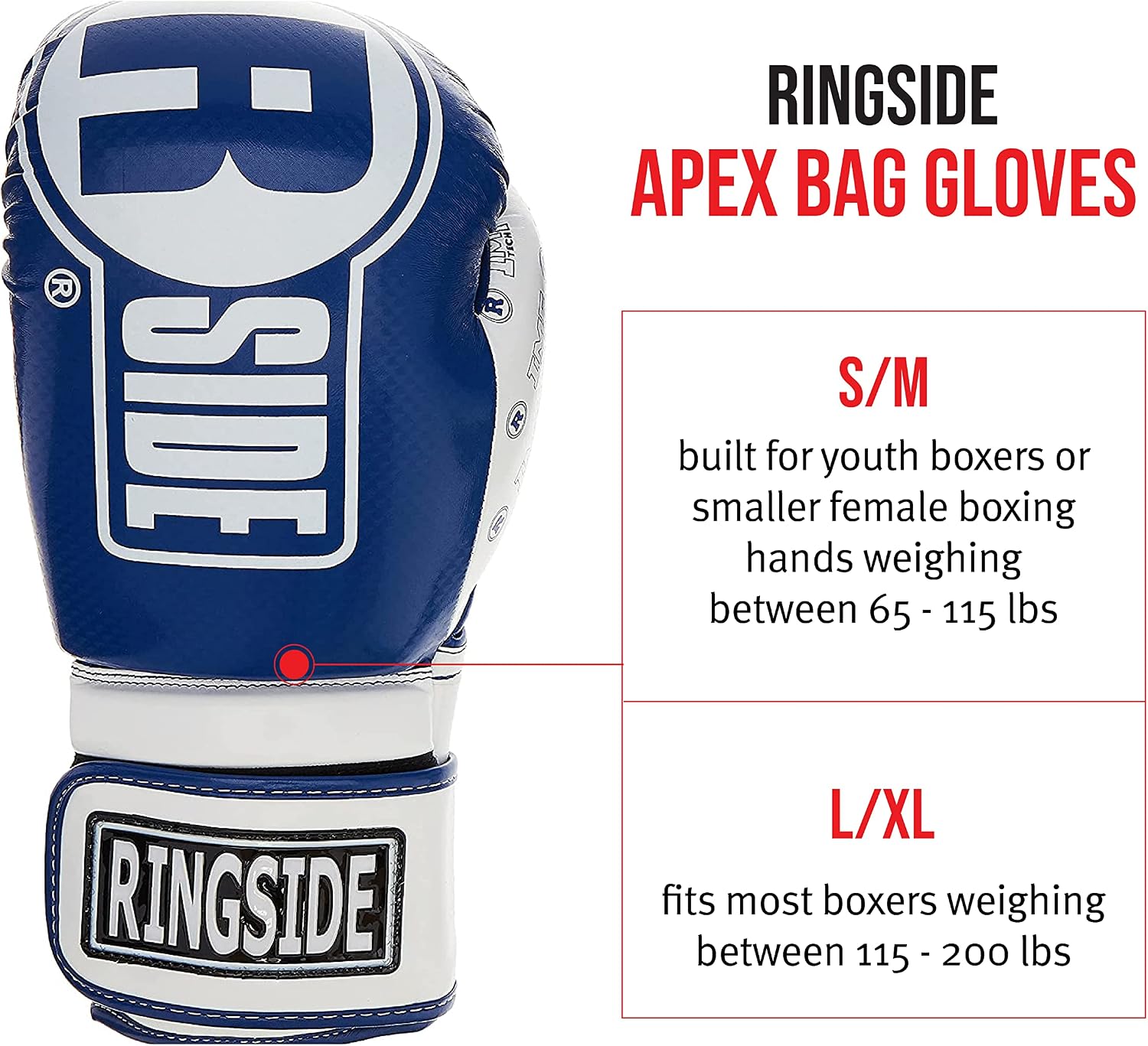 Ringside Apex Bag Gloves, IMF-Tech Boxing Gloves with Secure Wrist Support, Synthetic Boxing Gloves for Men and Women