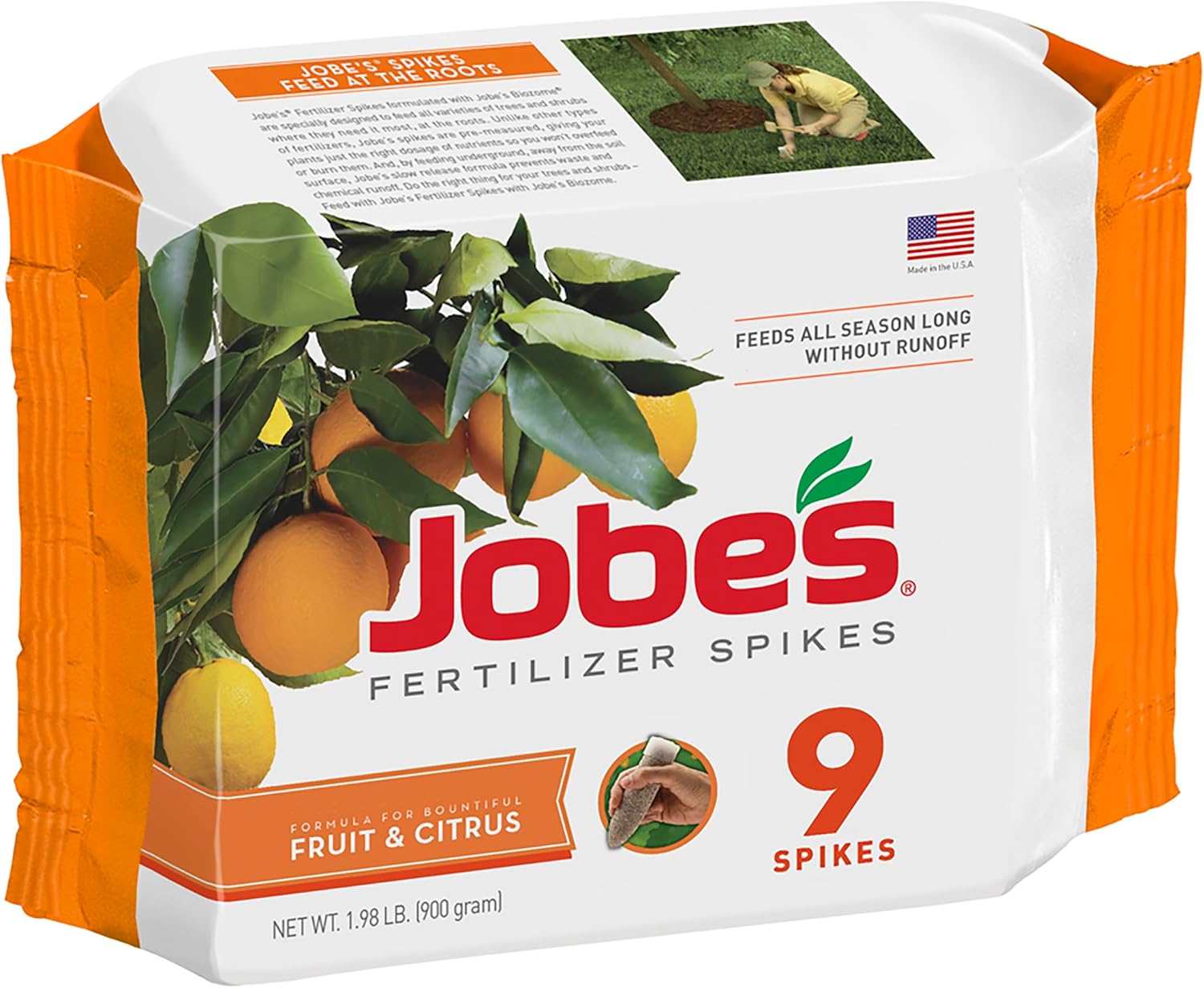 Jobe’s Slow Release Tree and Shrub Fertilizer Spikes, Easy Plant Care for Oak, Maple, Dogwood, Boxwood, and Many More Acid Loving Trees and Shrubs, 9 Count
