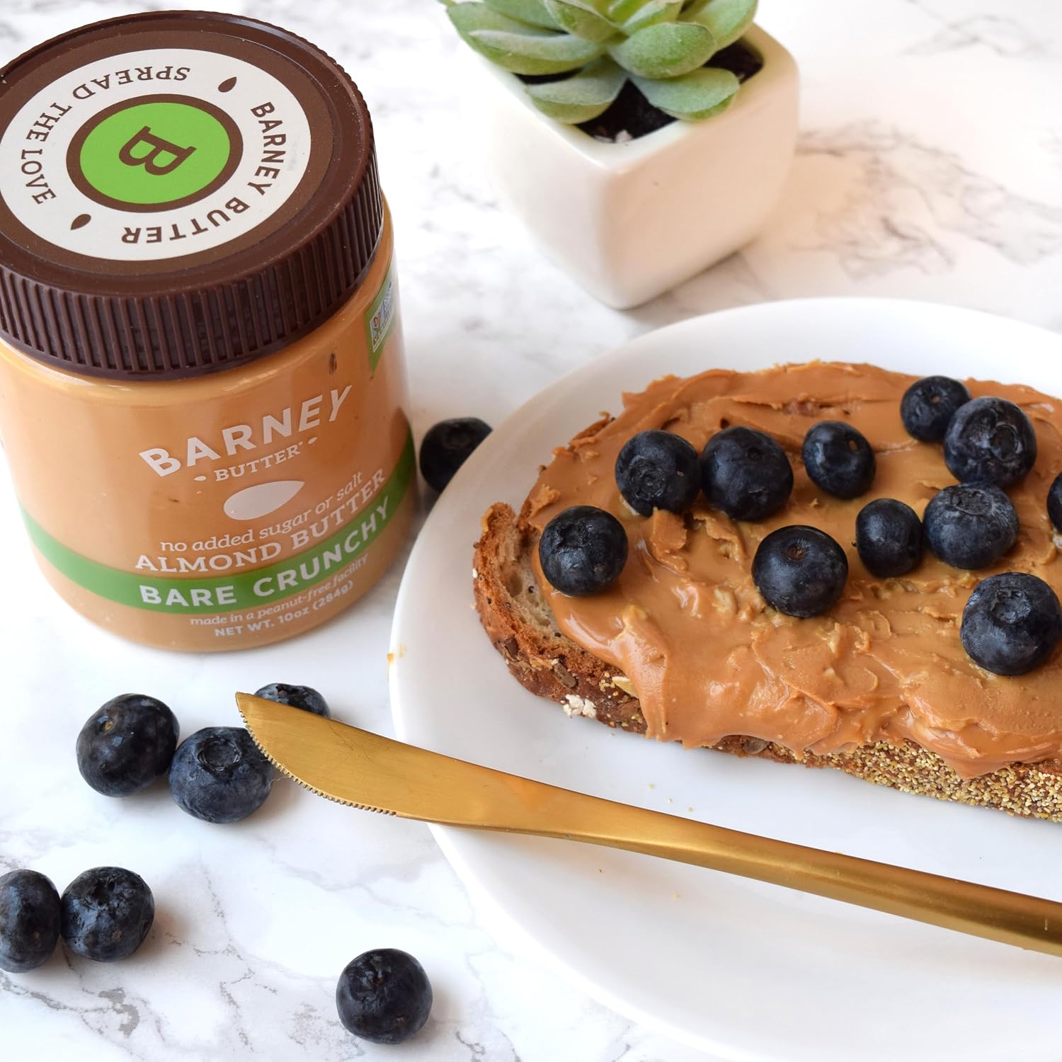 Barney Butter Almond Butter, Bare Smooth, 16 Ounce Jar, No Added Sugar or Salt, Skin-Free Almonds, No Stir, Non-GMO, Gluten Free, Keto, Paleo, Vegan
