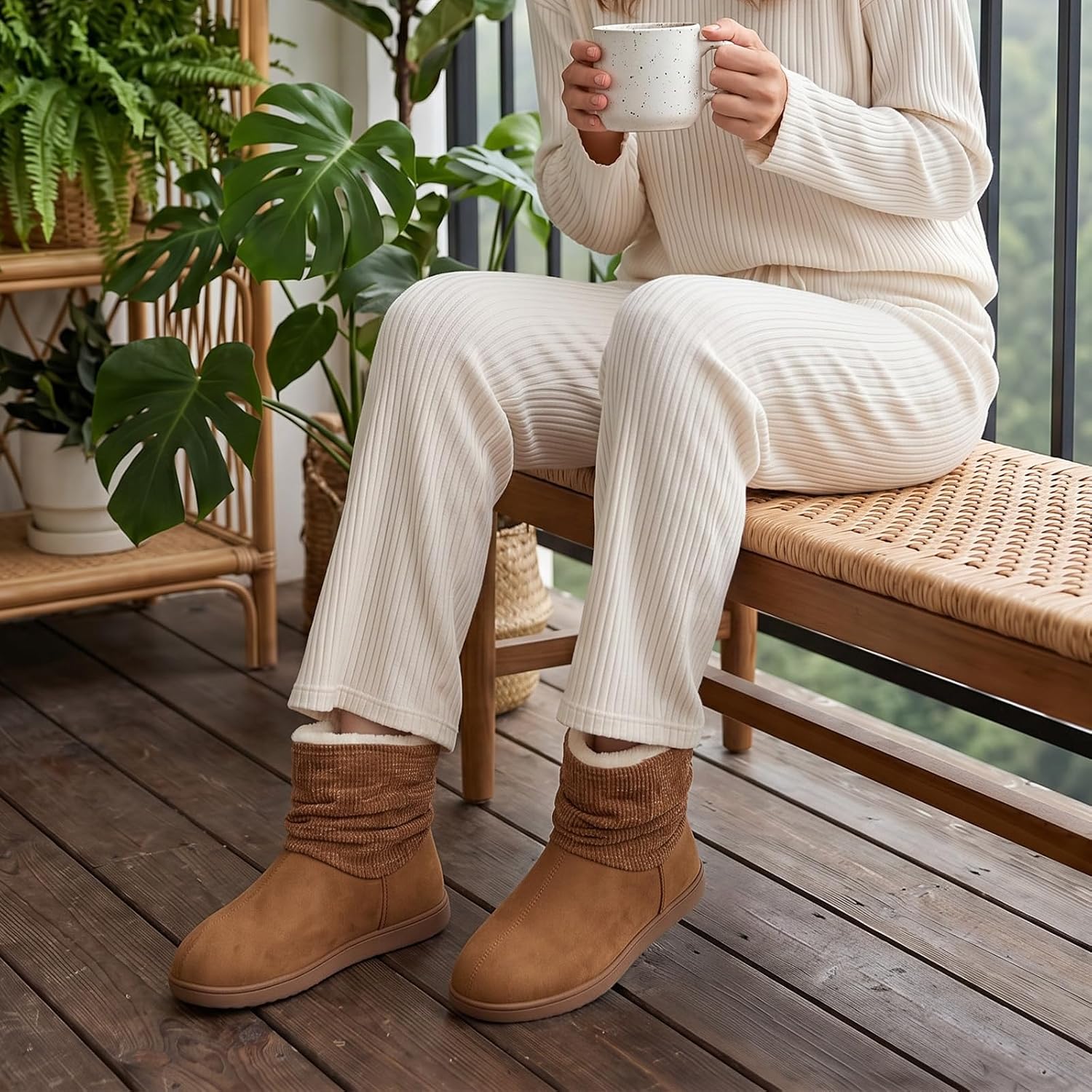 LongBay Slippers Boots for Women Warm Winter Fuzzy Bootie House Shoes Gifts