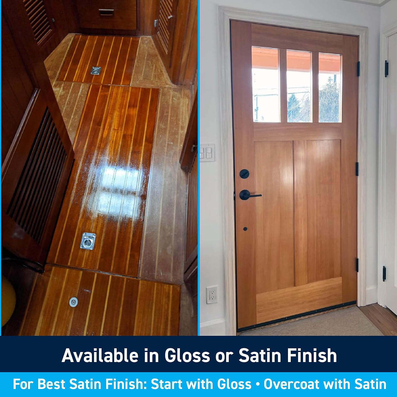 TotalBoat Gleam Marine Spar Varnish for Boats & Outdoor Wood - Satin Quart | Oil-Based Polyurethane Finish; No Thinning; UV Inhibitors; Wooden Boats, Yacht Brightwork, Furniture & Interior/Exterior Wood