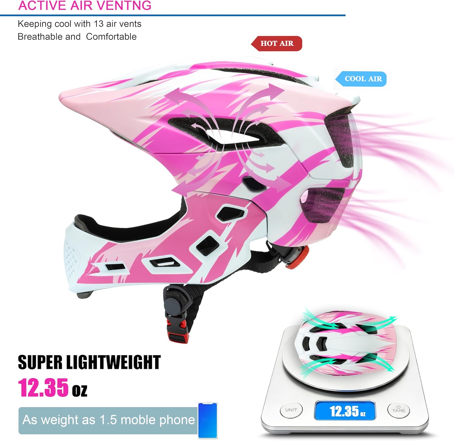 Toddler and Kids Full Face Bike Helmet Girl and Boy BMX