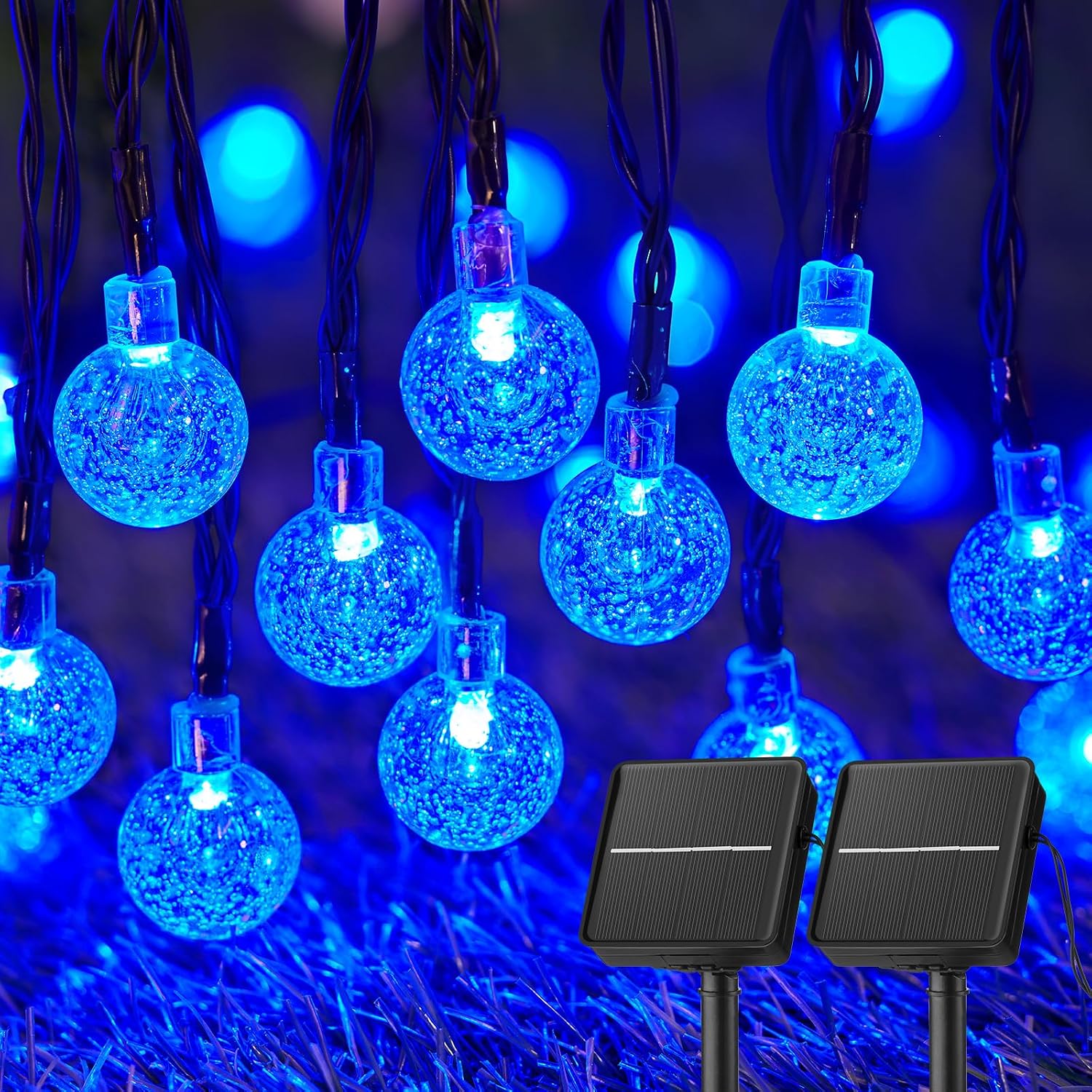 Brightown Solar String Lights Outdoor 60 Led 35.6 Feet Crystal Globe Lights with 8 Lighting Modes